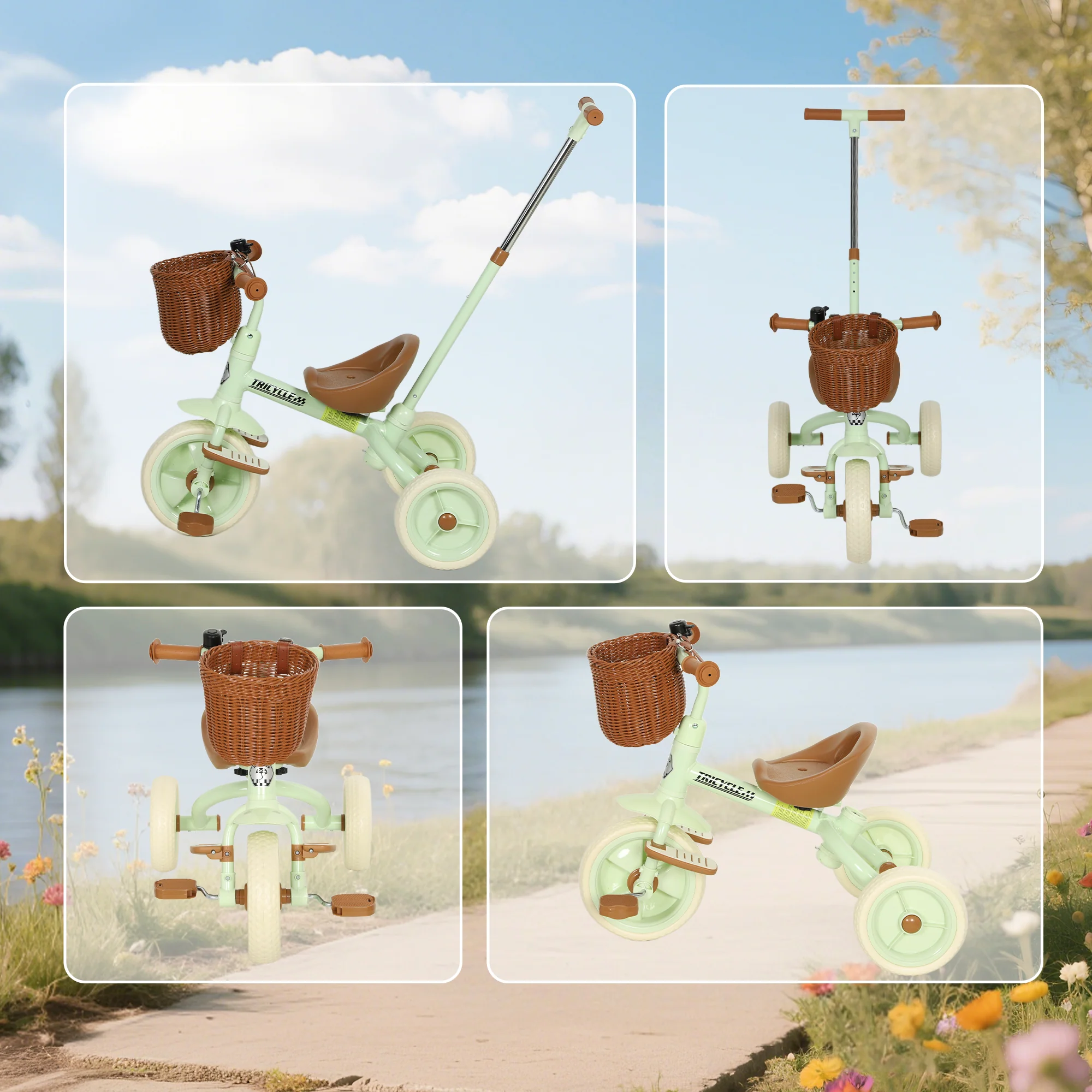 AIYAPLAY Toddler Trike With Adjustable Parent Handle Basket For Kids - Image 8