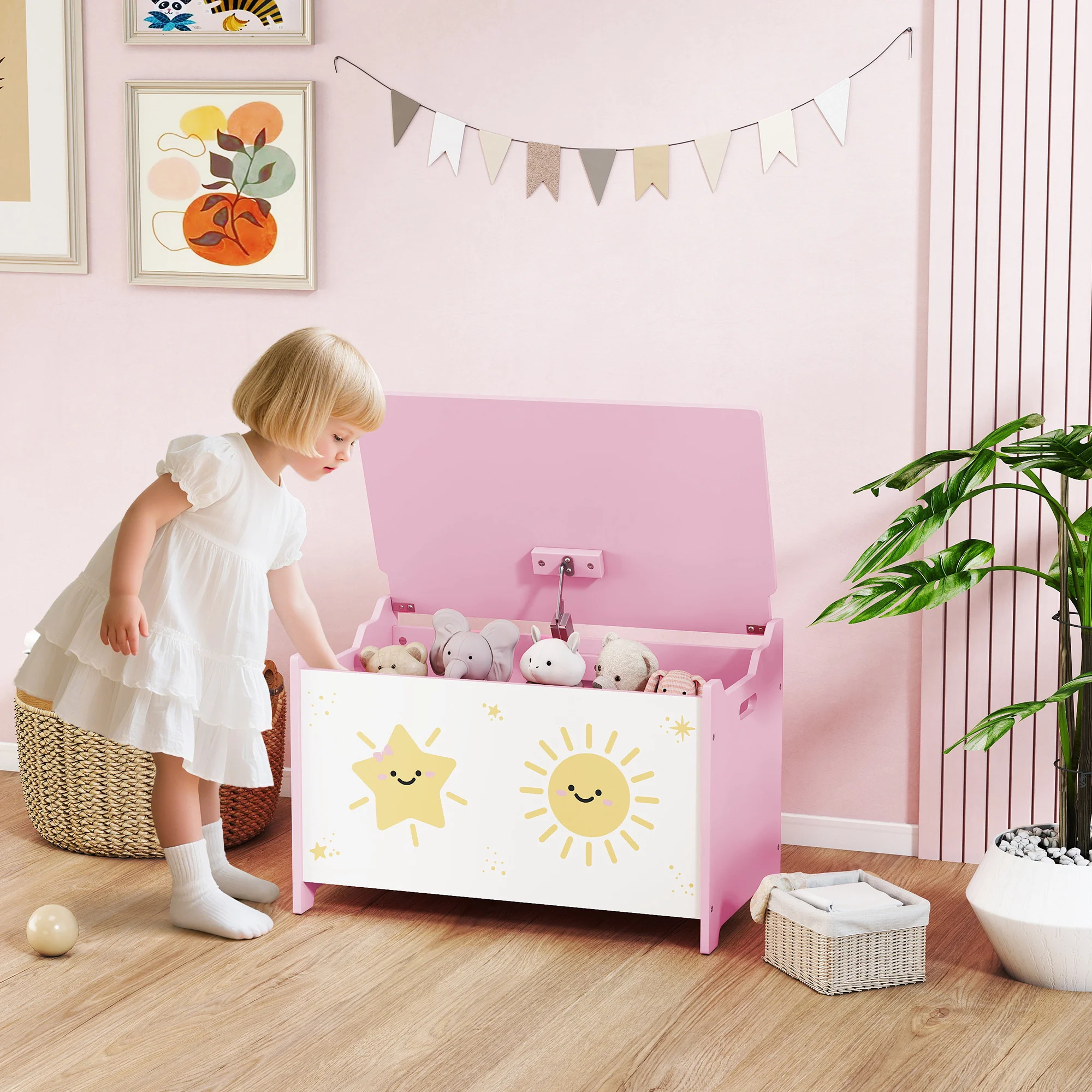 AIYAPLAY Toy Box With Lid, Safety Hinges For Kids, Nursery, Bedroom, - Image 11