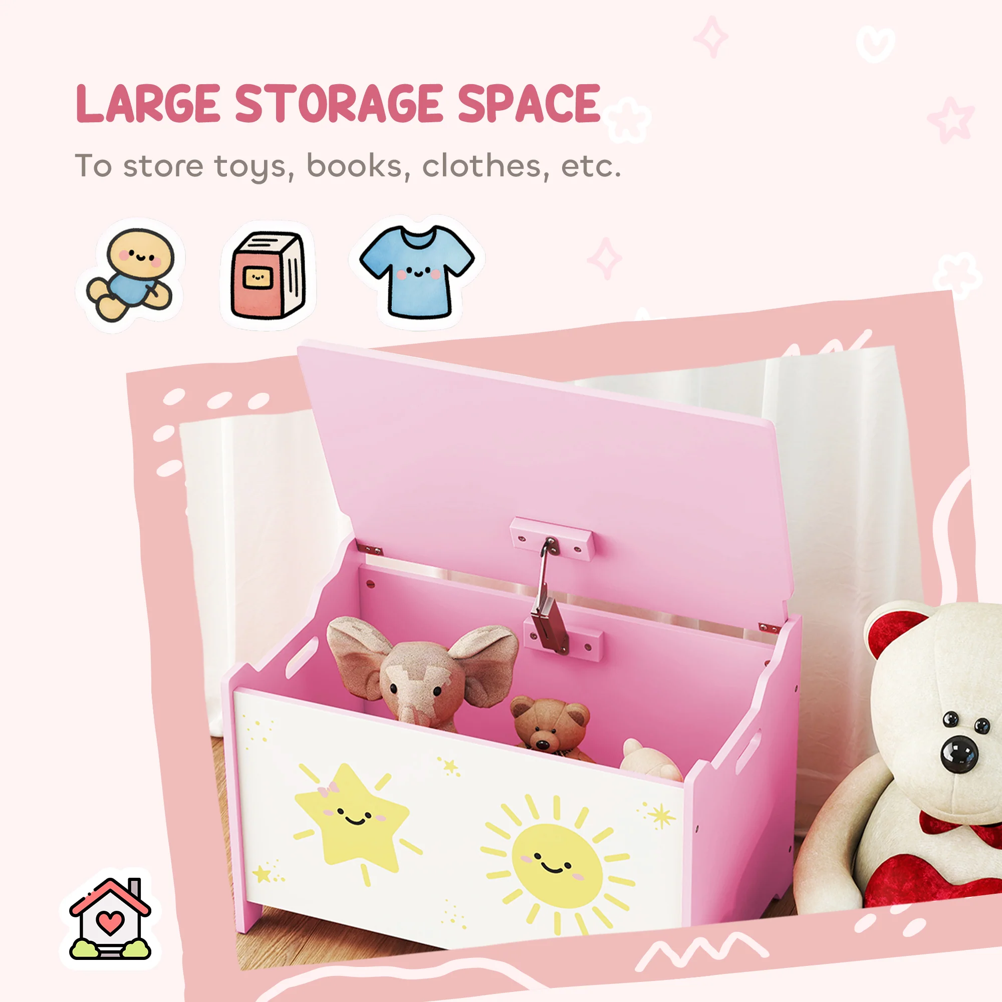 AIYAPLAY Toy Box With Lid, Safety Hinges For Kids, Nursery, Bedroom, - Image 12