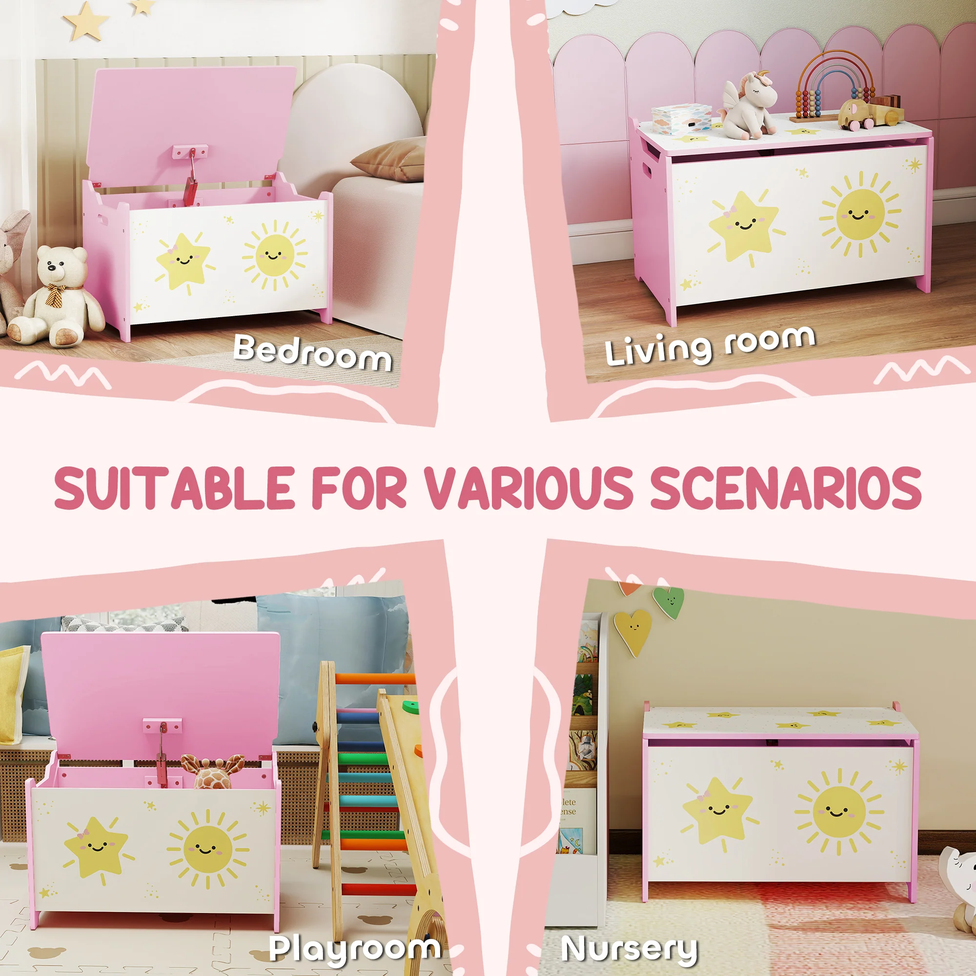 AIYAPLAY Toy Box With Lid, Safety Hinges For Kids, Nursery, Bedroom, - Image 15