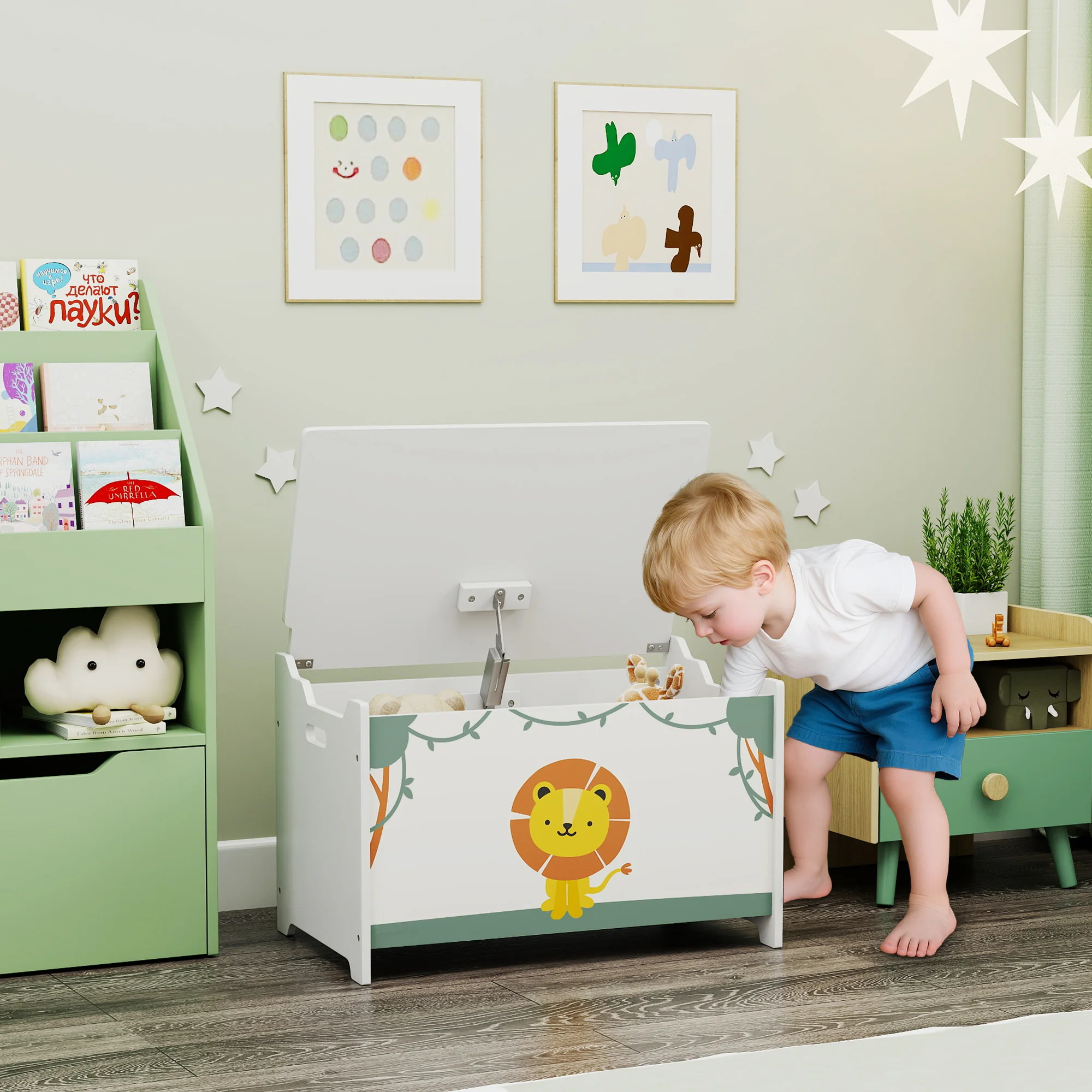 AIYAPLAY Toy Box With Lid, Safety Hinges For Kids, Nursery, Bedroom, - Image 2