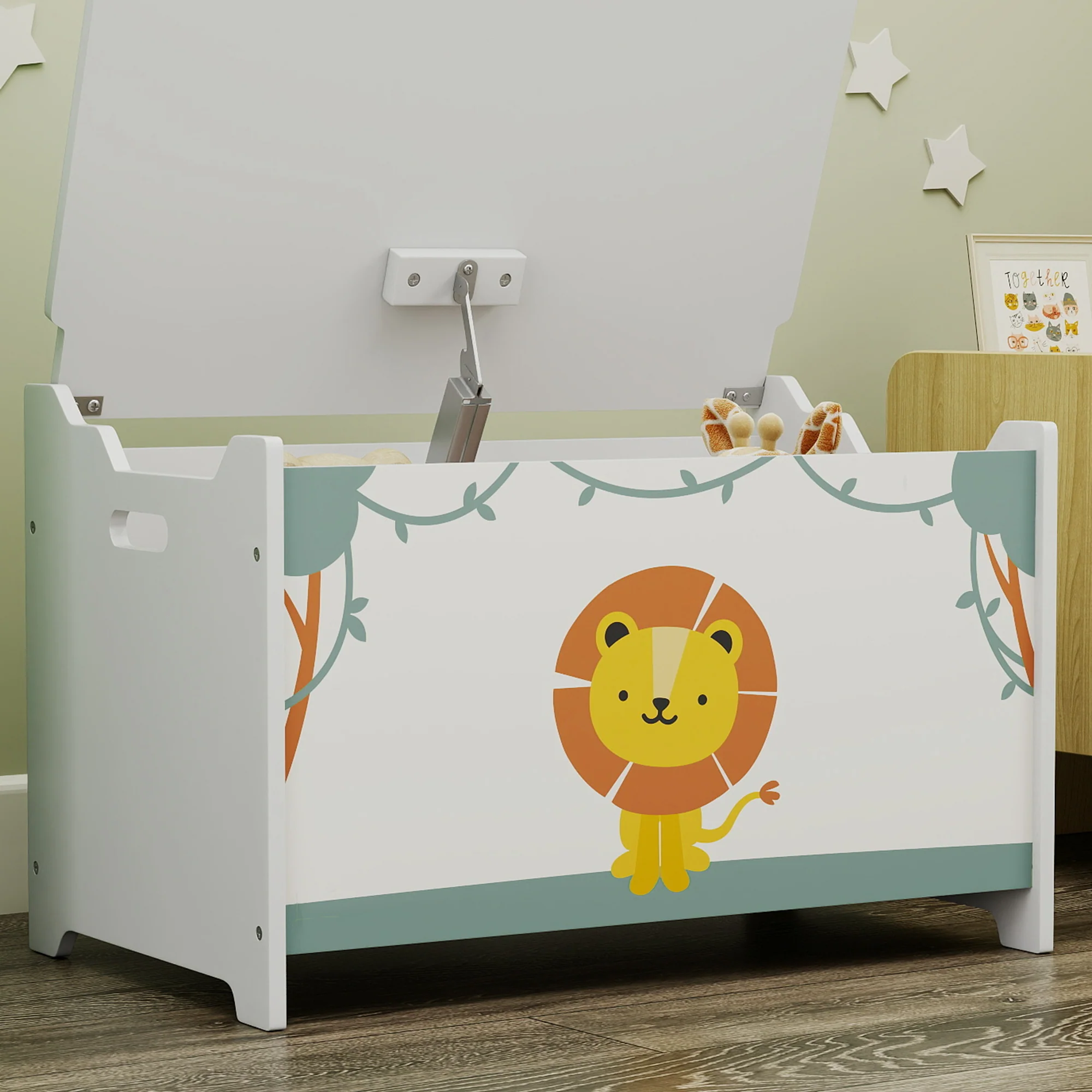 AIYAPLAY Toy Box With Lid, Safety Hinges For Kids, Nursery, Bedroom, - Image 9
