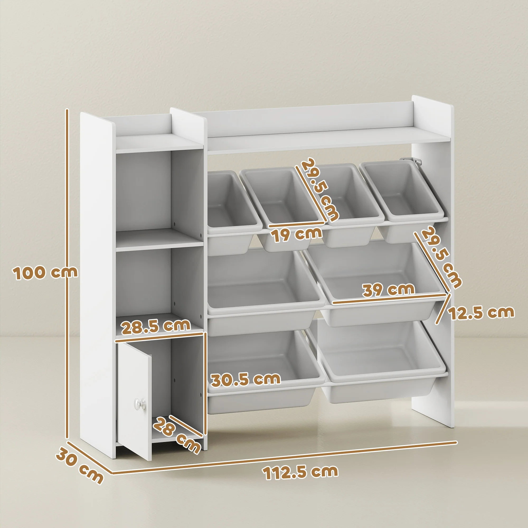 AIYAPLAY Toy Storage Unit With 8 Removable Bins, Storage Shelves, Cabinet - Image 5