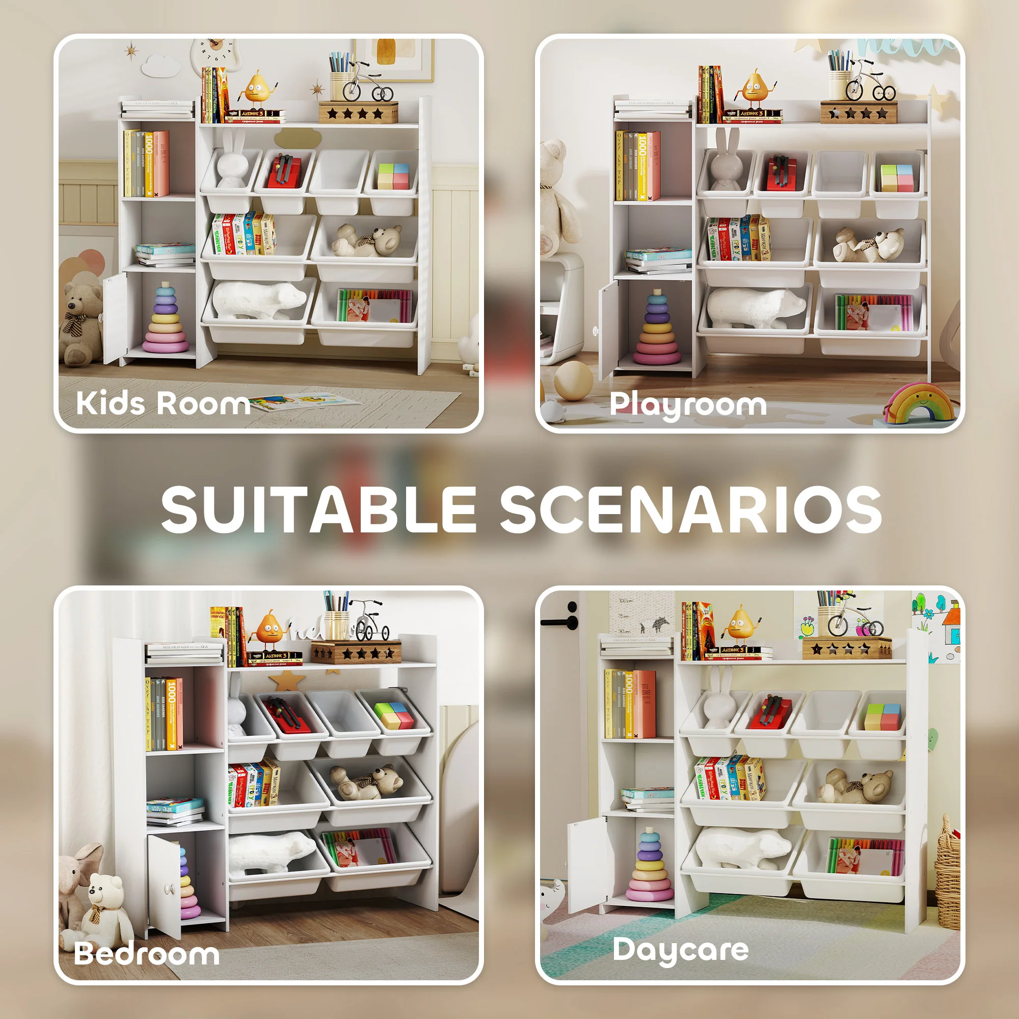 AIYAPLAY Toy Storage Unit With 8 Removable Bins, Storage Shelves, Cabinet - Image 7