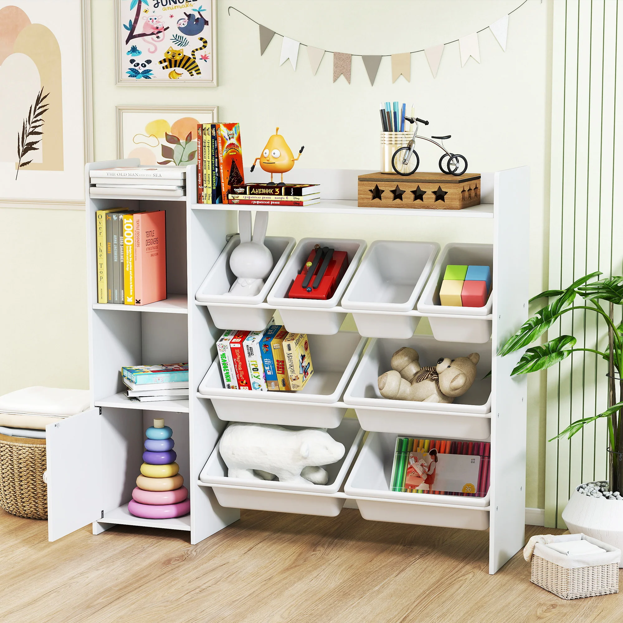 AIYAPLAY Toy Storage Unit With 8 Removable Bins, Storage Shelves, Cabinet - Image 8