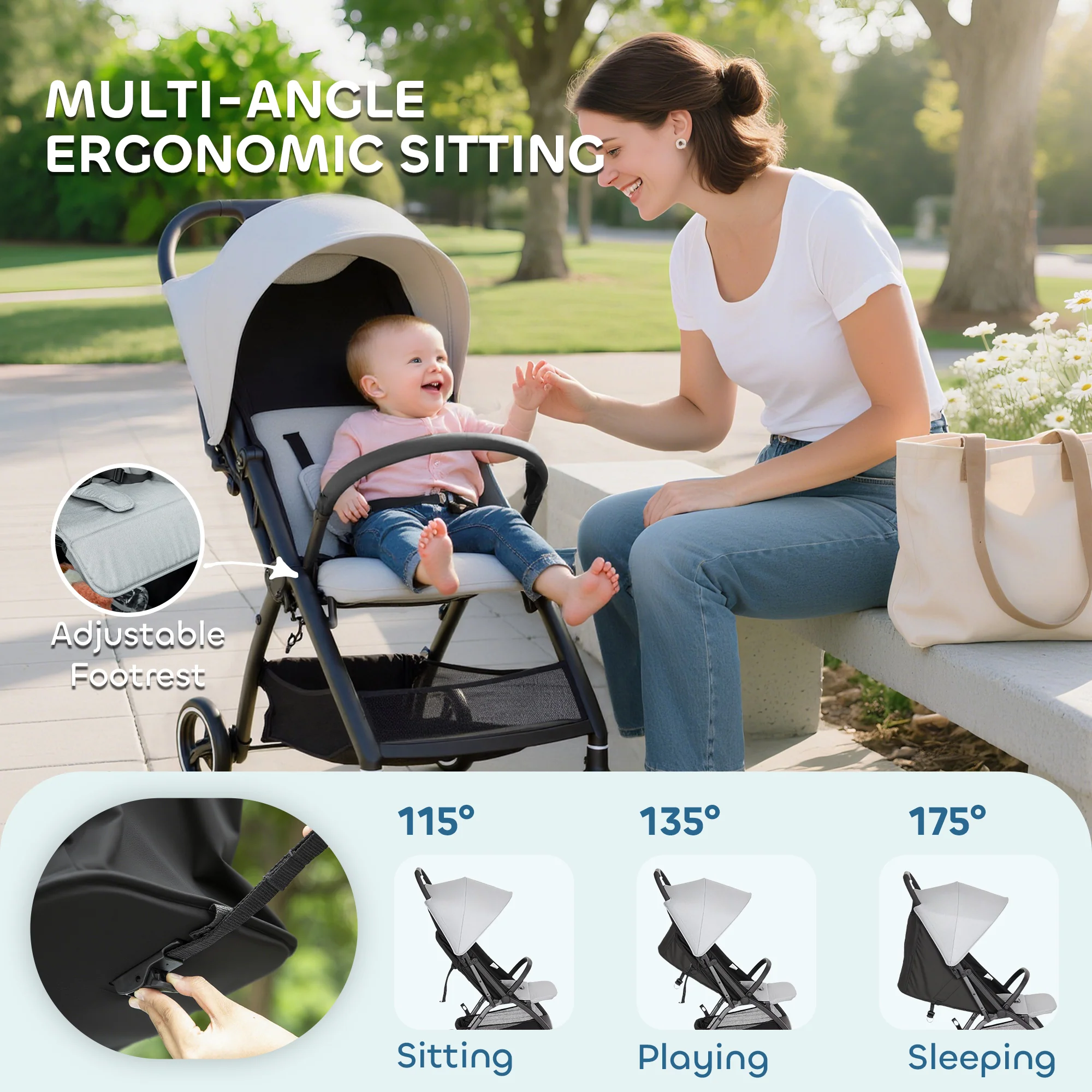 AIYAPLAY Travel Stroller With Easy Folding, Lightweight Pushchair - Image 12