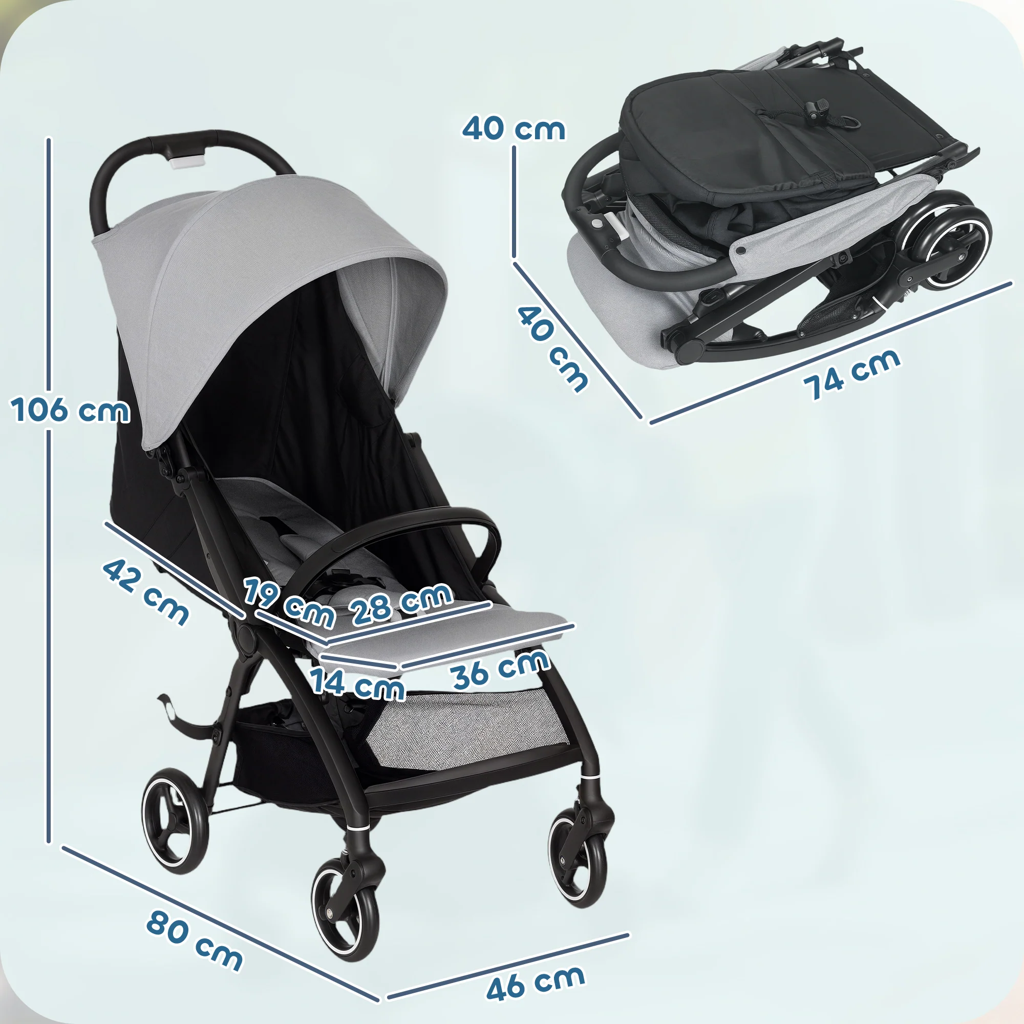 AIYAPLAY Travel Stroller With Easy Folding, Lightweight Pushchair - Image 14
