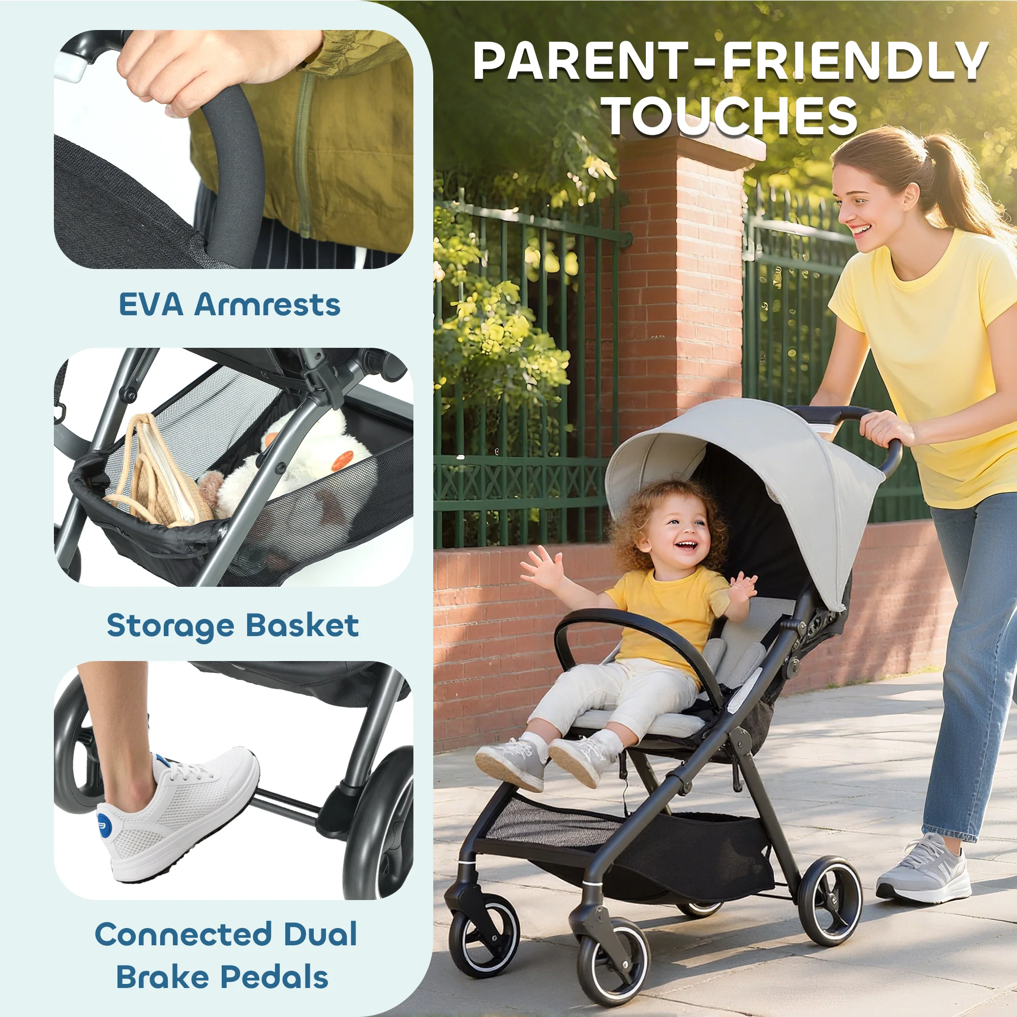 AIYAPLAY Travel Stroller With Easy Folding, Lightweight Pushchair - Image 15