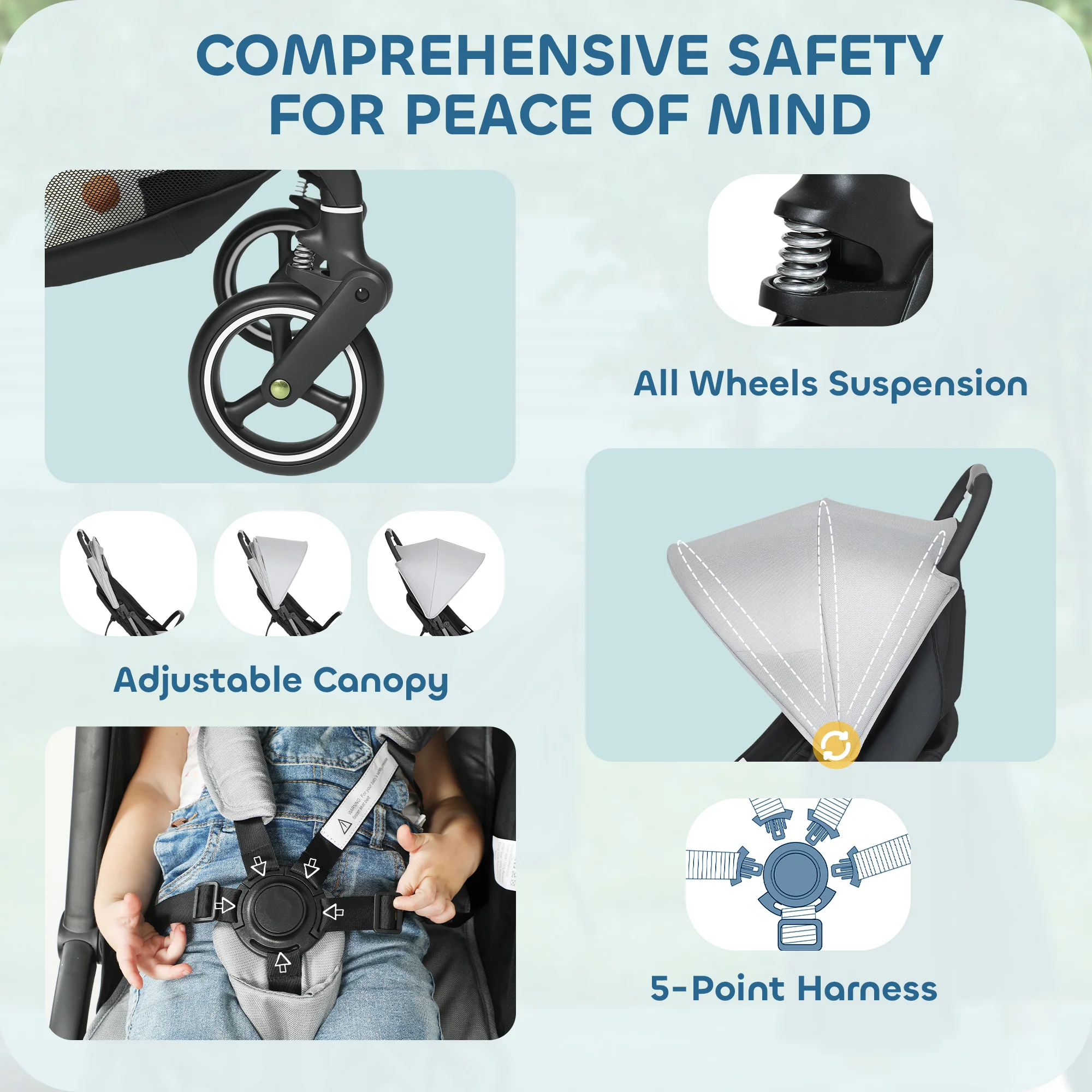 AIYAPLAY Travel Stroller With Easy Folding, Lightweight Pushchair - Image 16