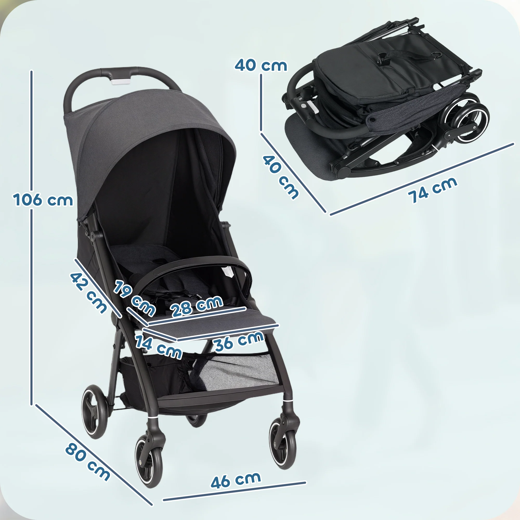 AIYAPLAY Travel Stroller With Easy Folding, Lightweight Pushchair - Image 5
