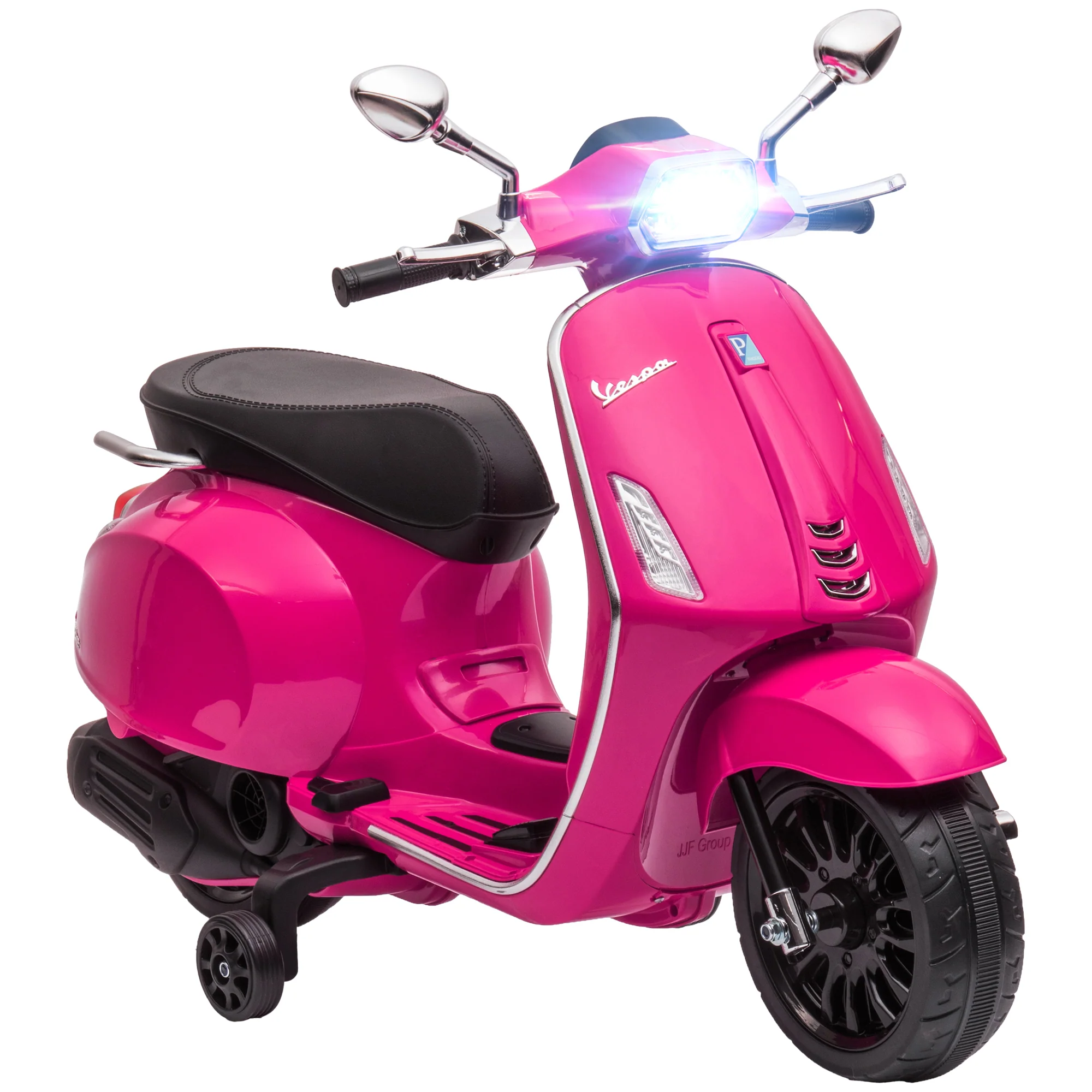AIYAPLAY Vespa Licensed 12V Kids Electric Bike W/ 2 Training Wheels, White - Image 19