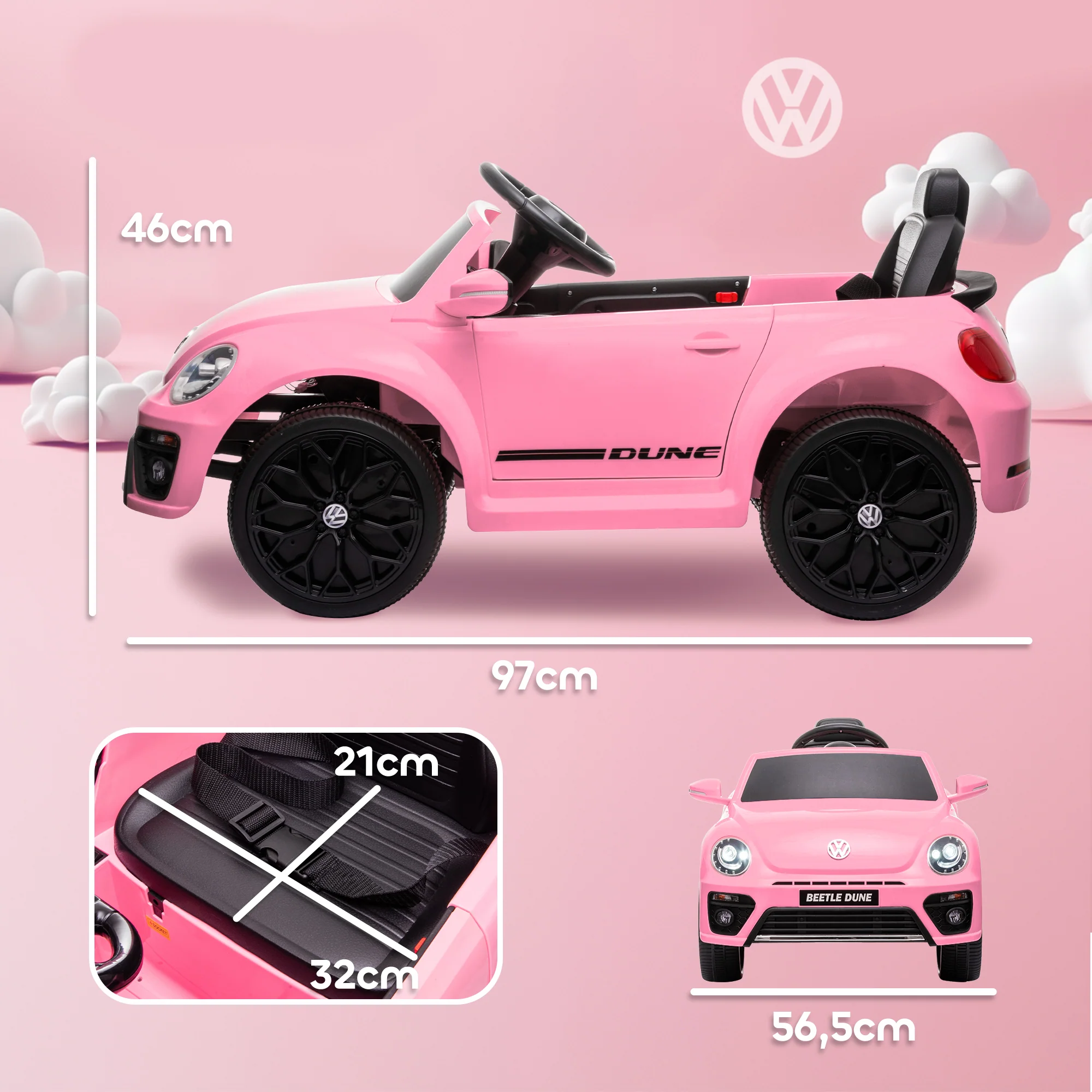 AIYAPLAY Volkswagen Beetle Licensed 12V Ride On Car W/ Remote Control - Image 5