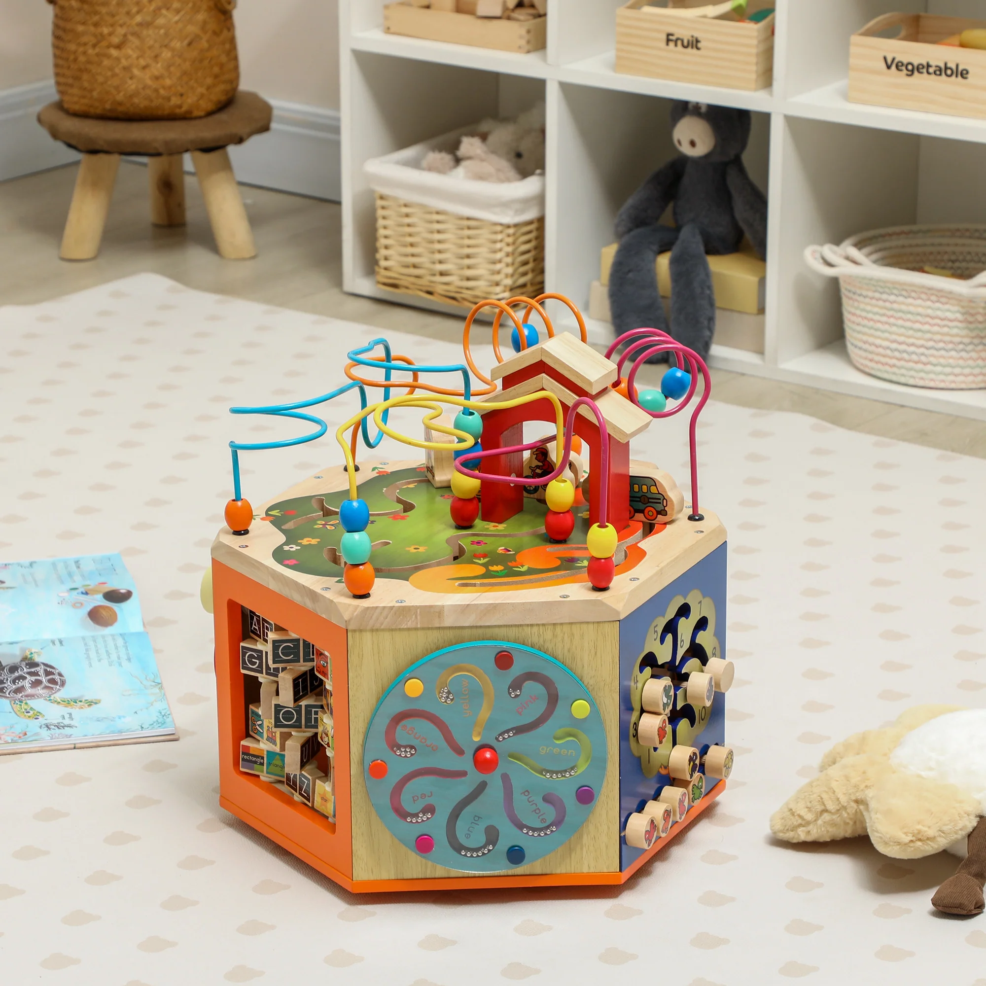 AIYAPLAY Wooden Activity Cube, 8 in 1 Baby Activity Cube Toys for 18M+ - Image 9
