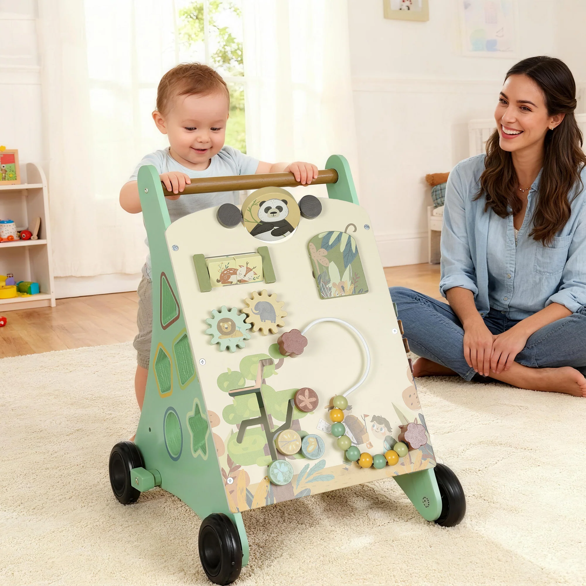 AIYAPLAY Wooden Baby Walker with Speed Control, Montessori-Inspired Centre - Image 2