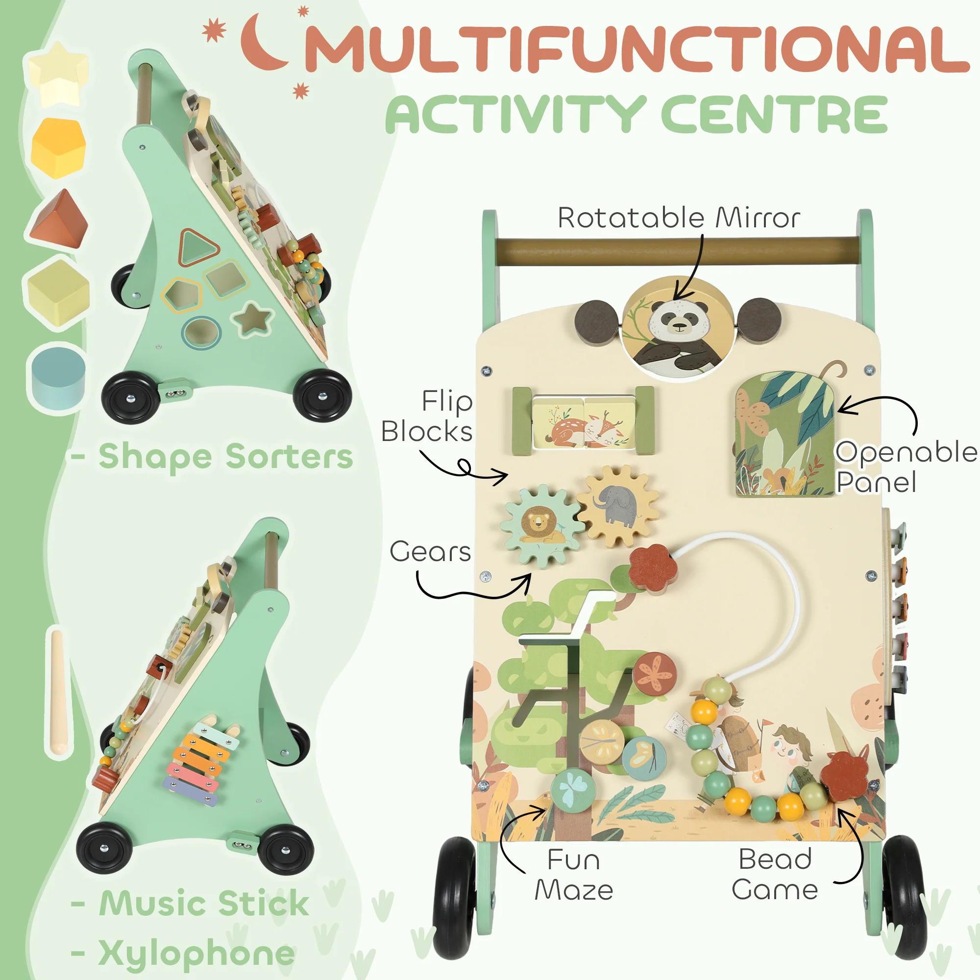 AIYAPLAY Wooden Baby Walker with Speed Control, Montessori-Inspired Centre - Image 4