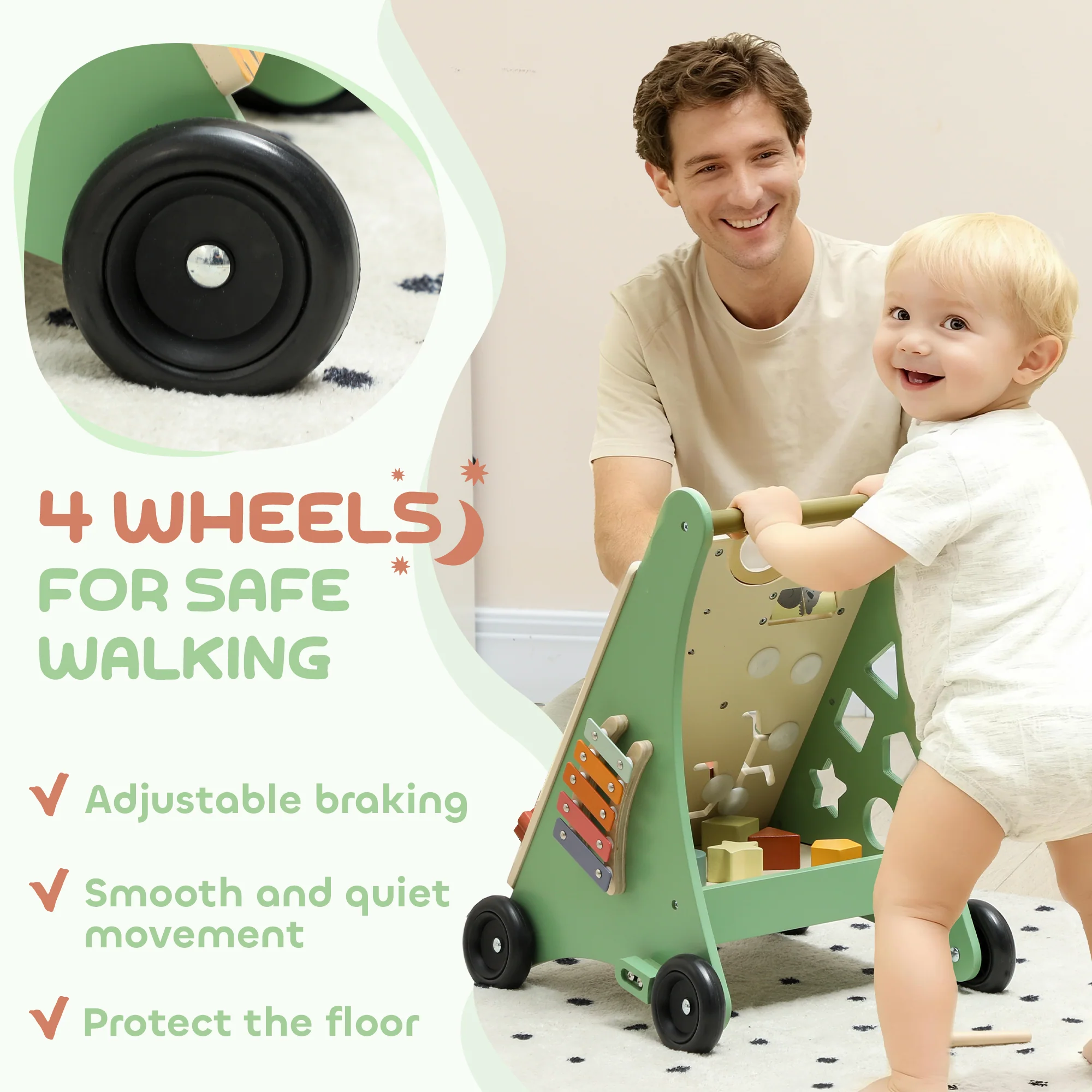 AIYAPLAY Wooden Baby Walker with Speed Control, Montessori-Inspired Centre - Image 6