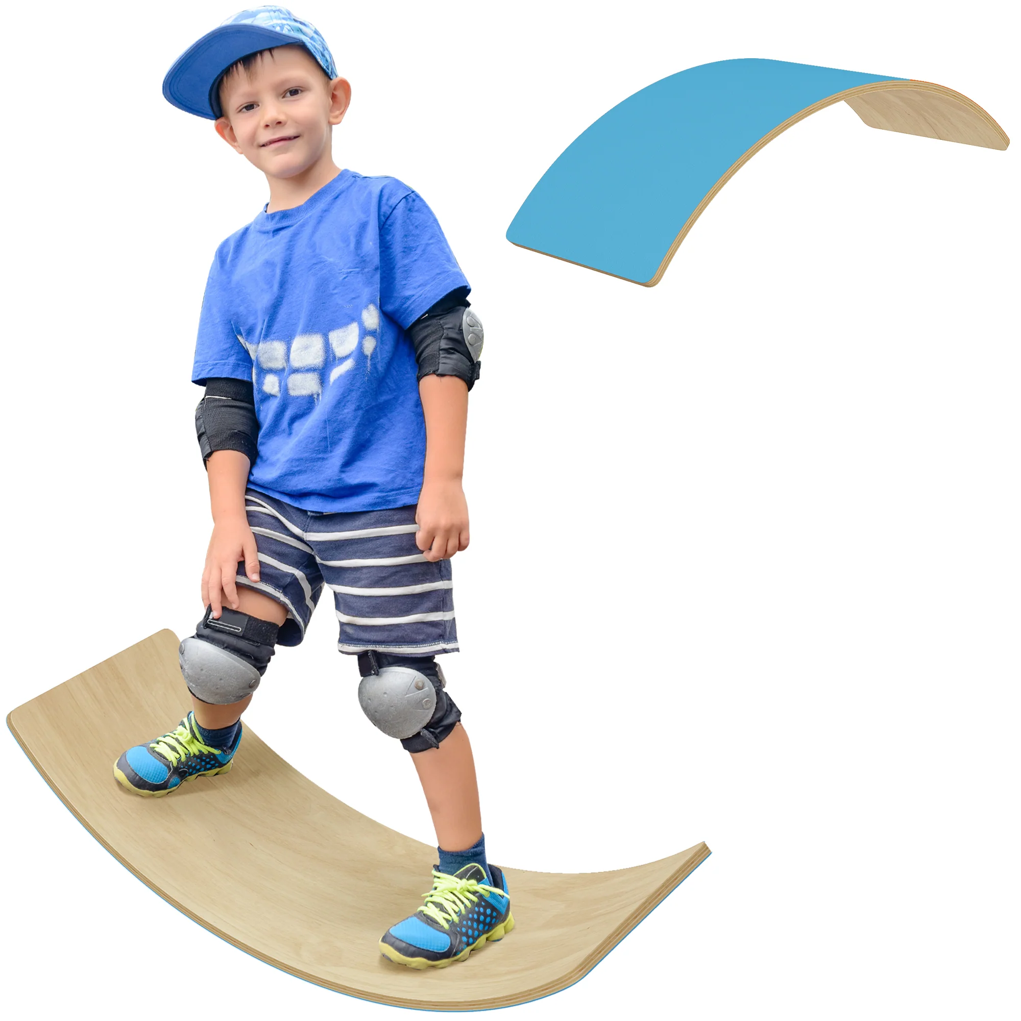 AIYAPLAY Wooden Balance Board For Kids, Wobble Board With Felt, Blue