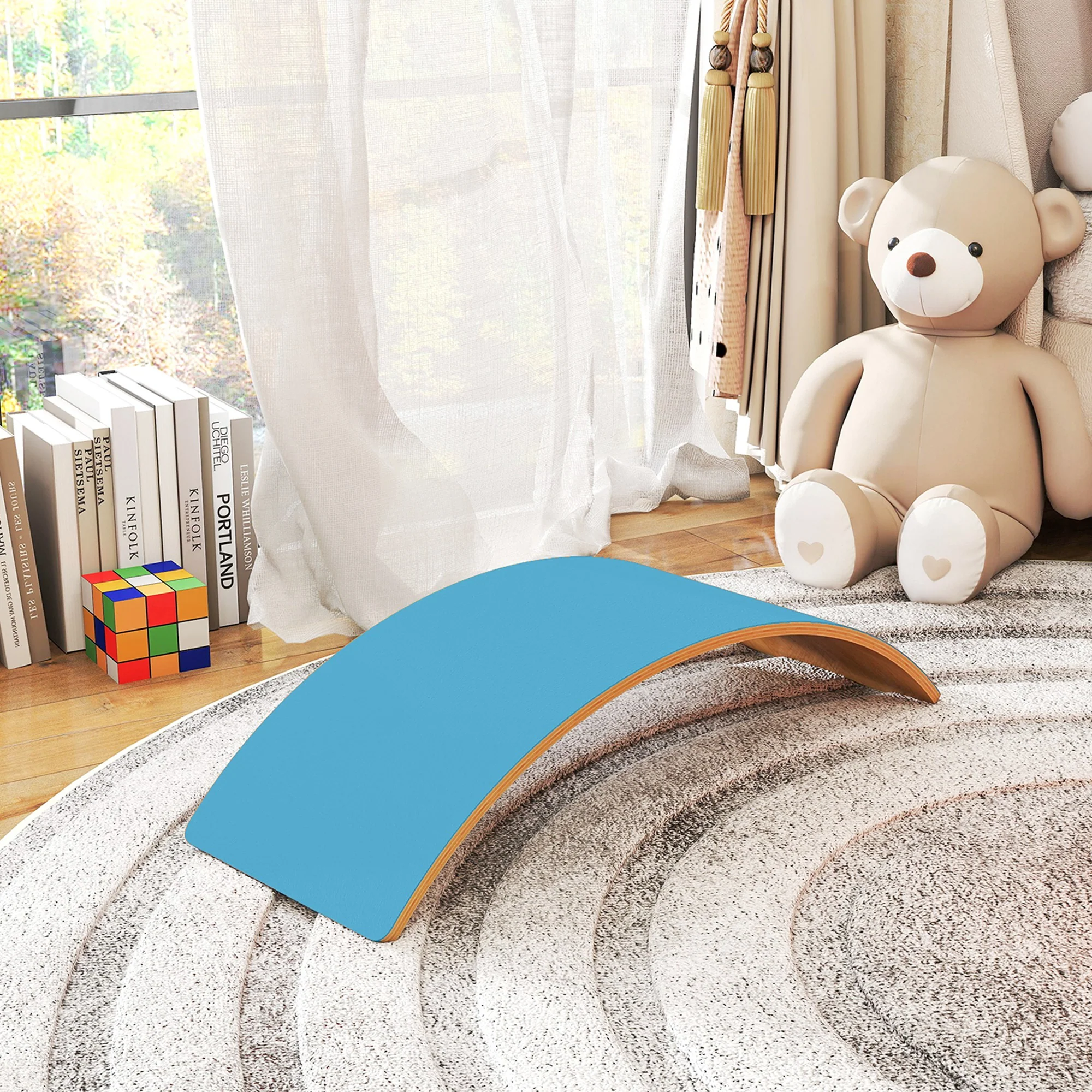 AIYAPLAY Wooden Balance Board For Kids, Wobble Board With Felt, Blue - Image 9