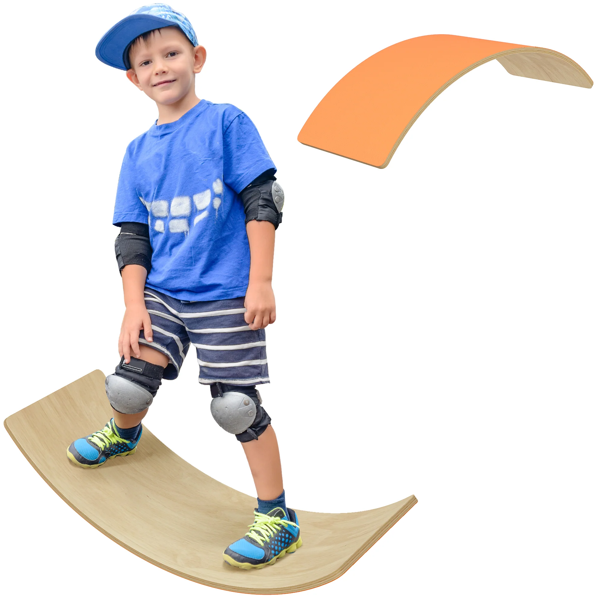 AIYAPLAY Wooden Balance Board For Kids, Wobble Board With Felt, Orange