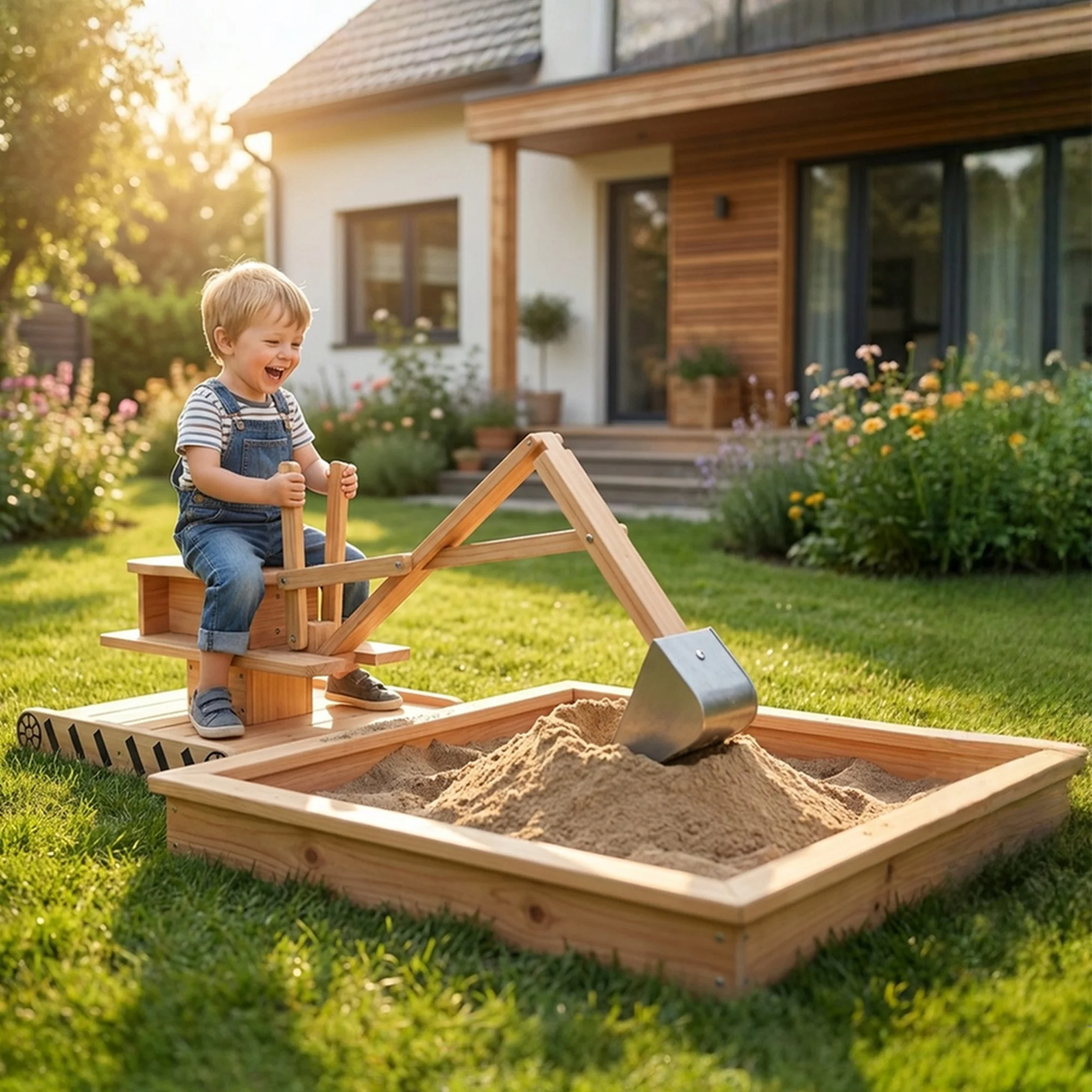 AIYAPLAY Wooden Sandbox With Digger 360° Swivel Seat - Image 2