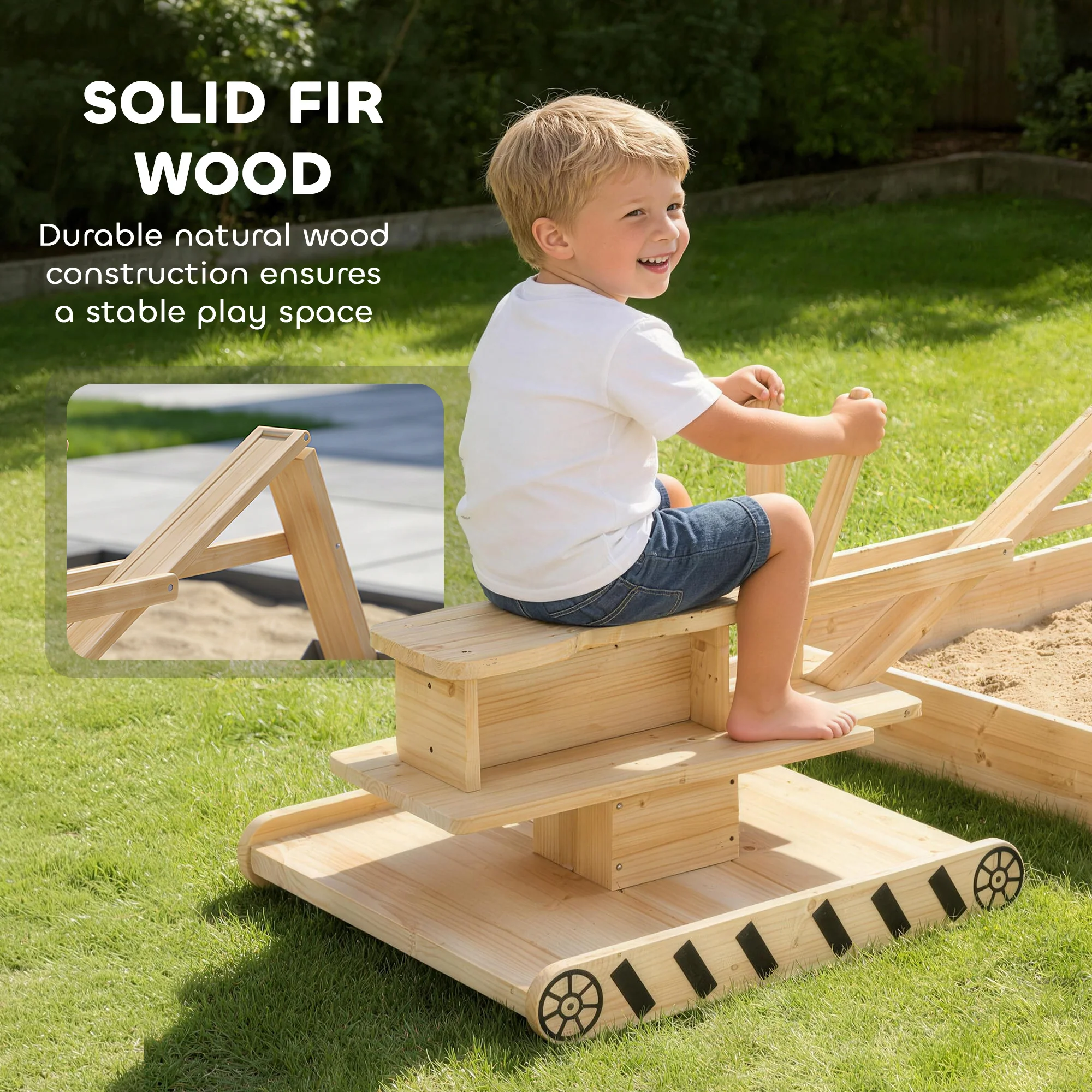 AIYAPLAY Wooden Sandbox With Digger 360° Swivel Seat - Image 6