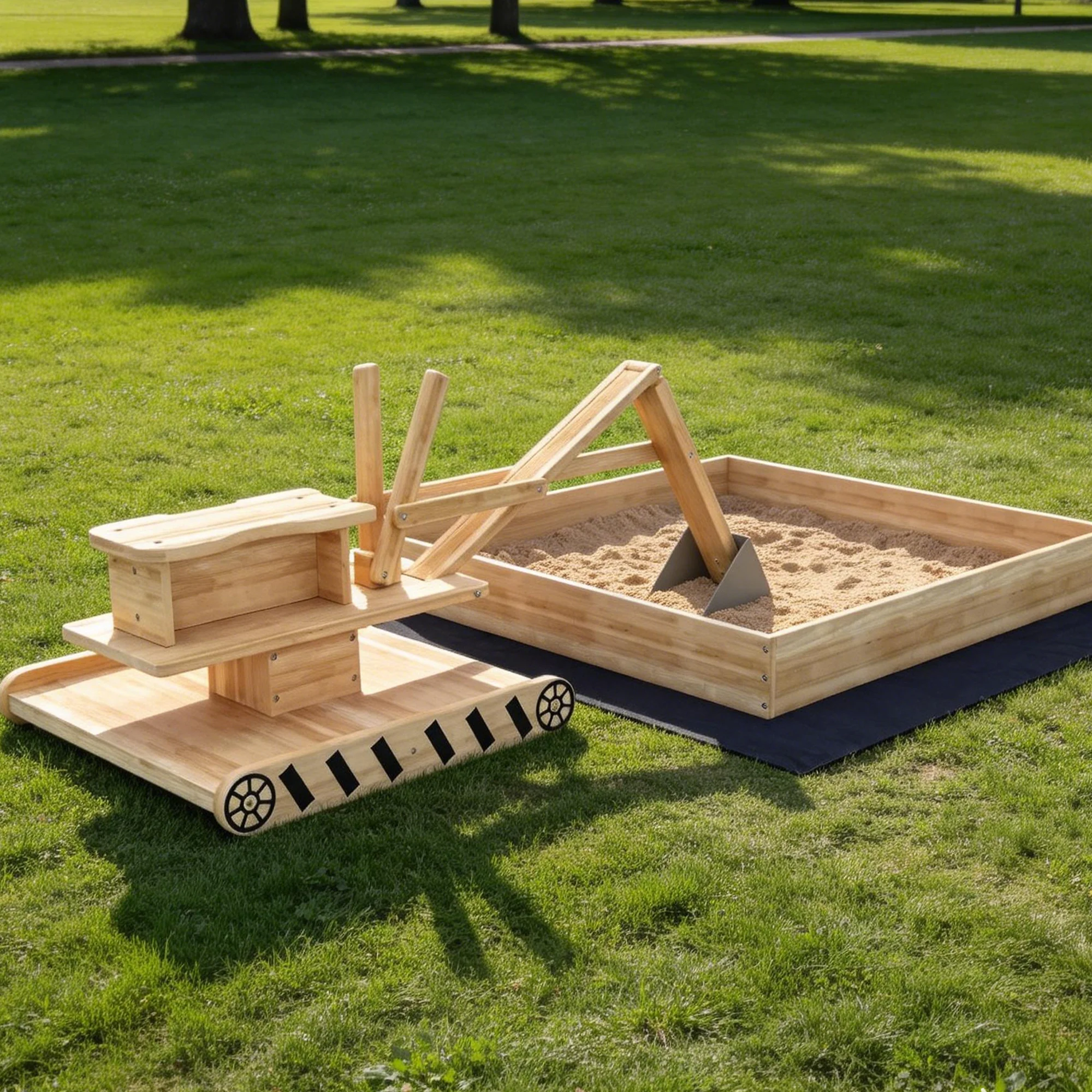 AIYAPLAY Wooden Sandbox With Digger 360° Swivel Seat - Image 9