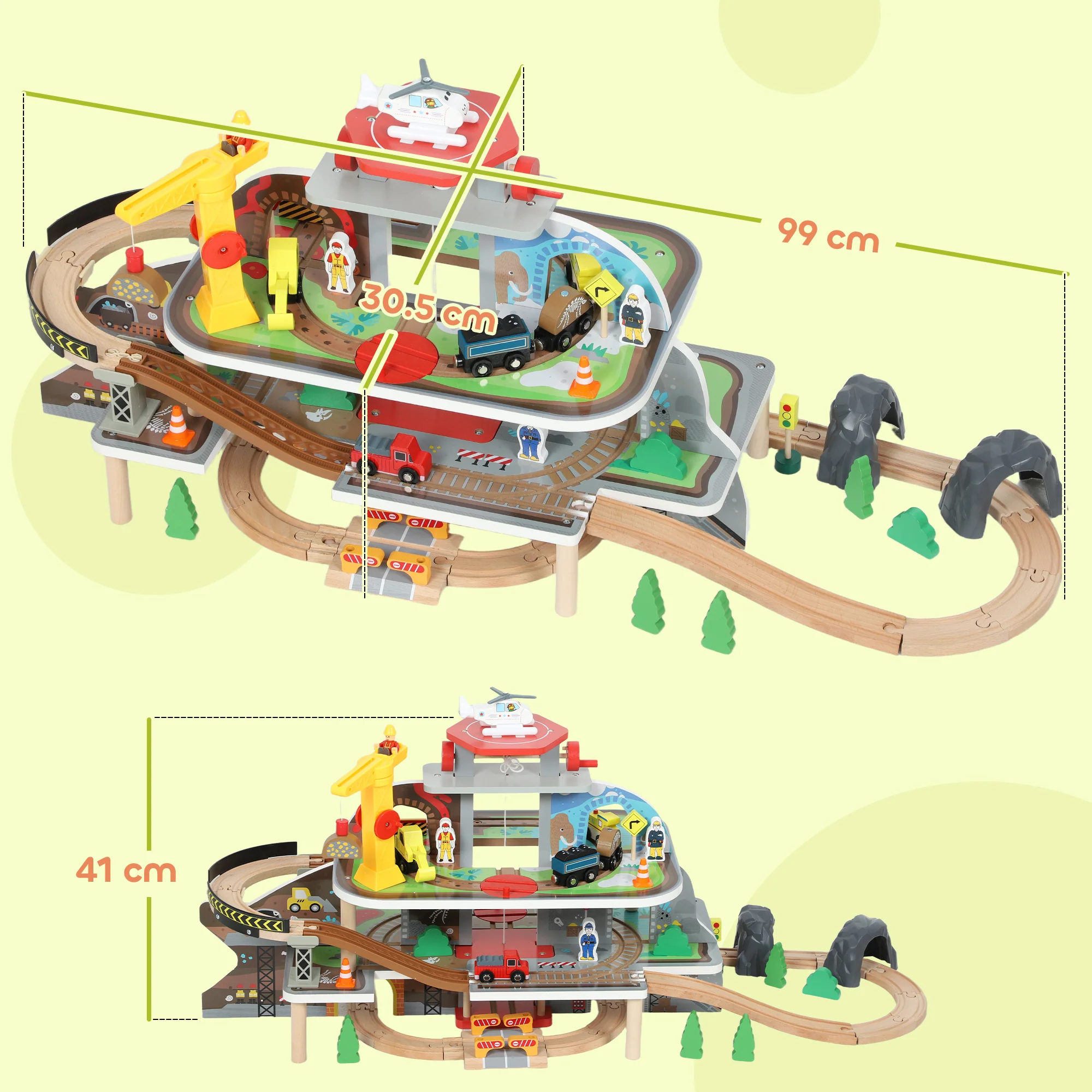 AIYAPLAY Wooden Train Set, 79 Piece Train Track Mine Themed for 3+ Years - Image 5