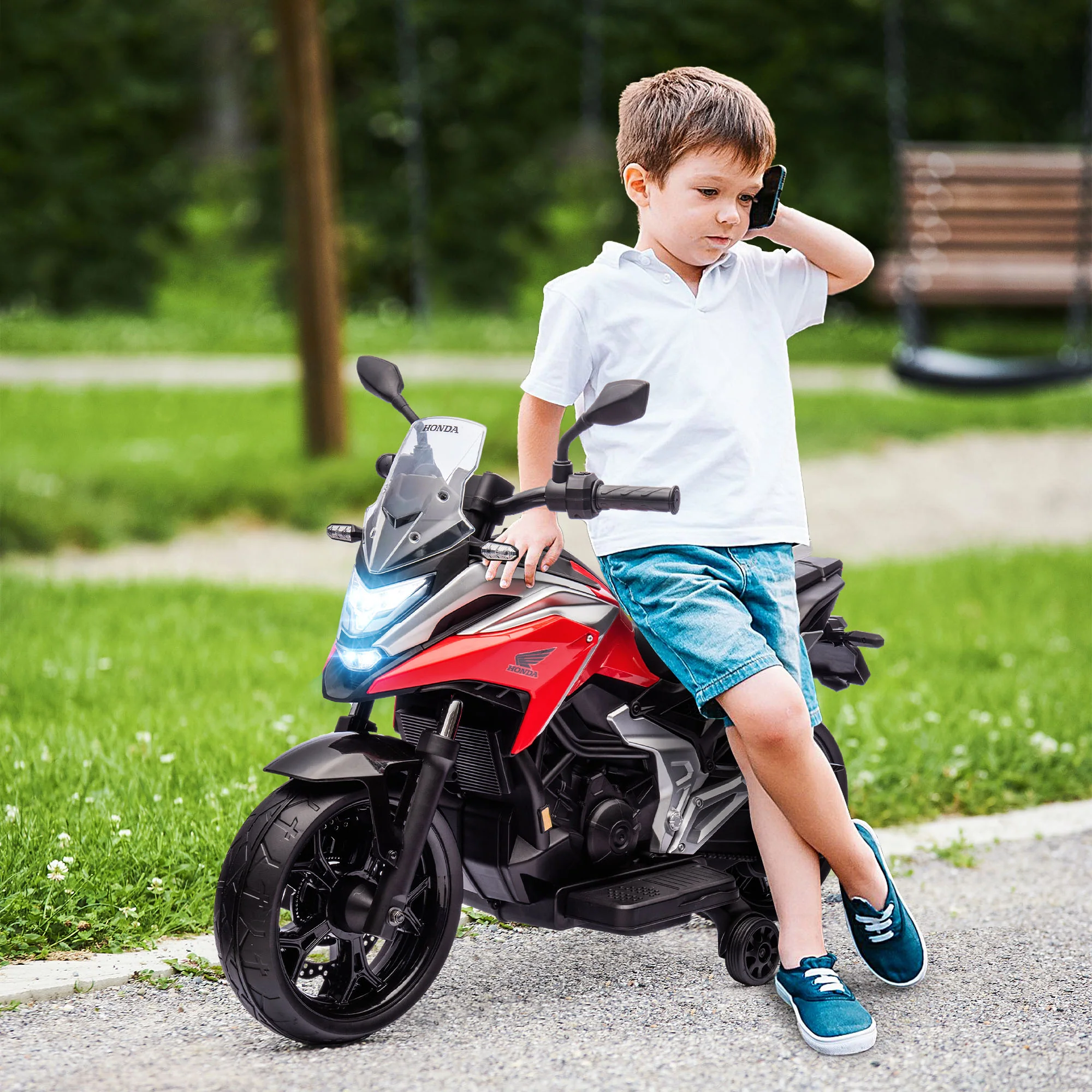 AIYAPLAY Honda Licensed 12V Kids Electric Motorbike W/ Music Headlights - Image 11
