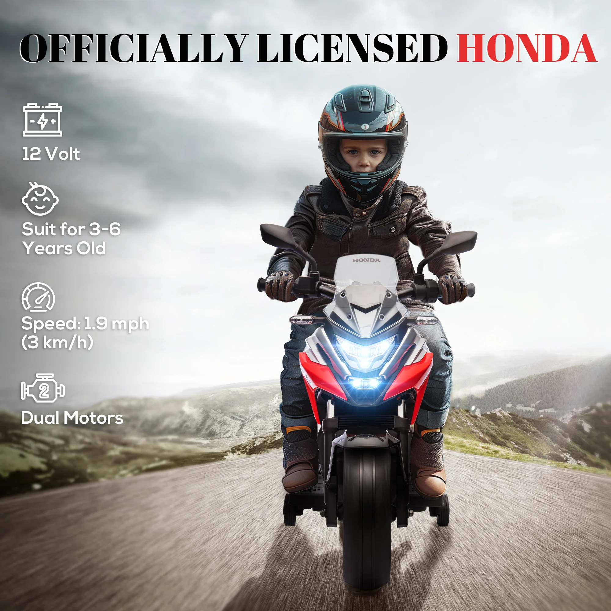 AIYAPLAY Honda Licensed 12V Kids Electric Motorbike W/ Music Headlights - Image 12