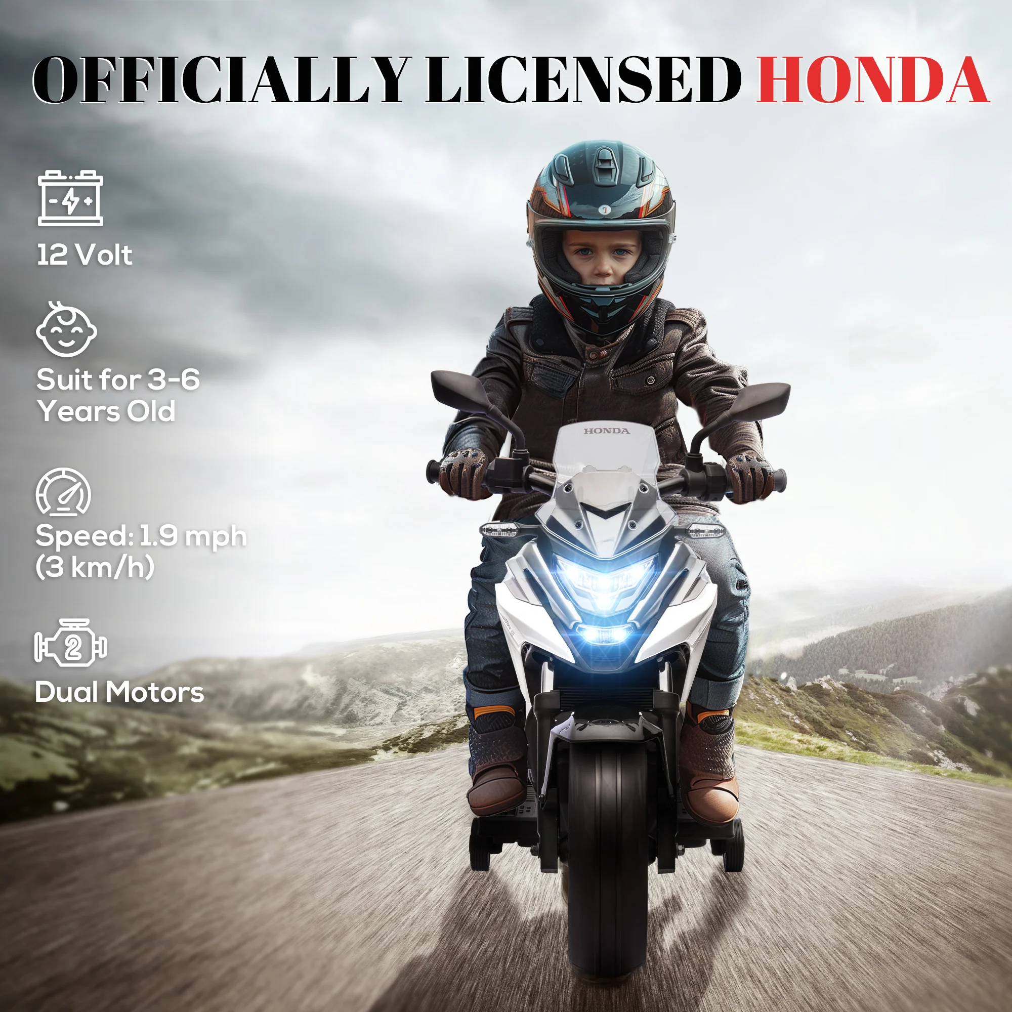 AIYAPLAY Honda Licensed 12V Kids Electric Motorbike W/ Music Headlights - Image 21