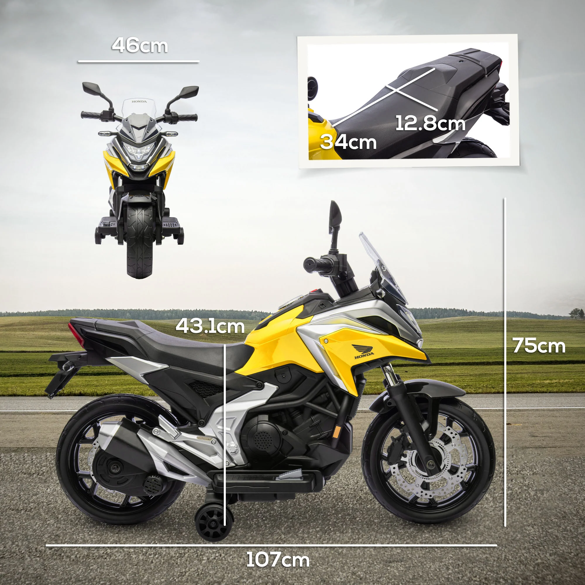 AIYAPLAY Honda Licensed 12V Kids Electric Motorbike W/ Music Headlights - Image 5