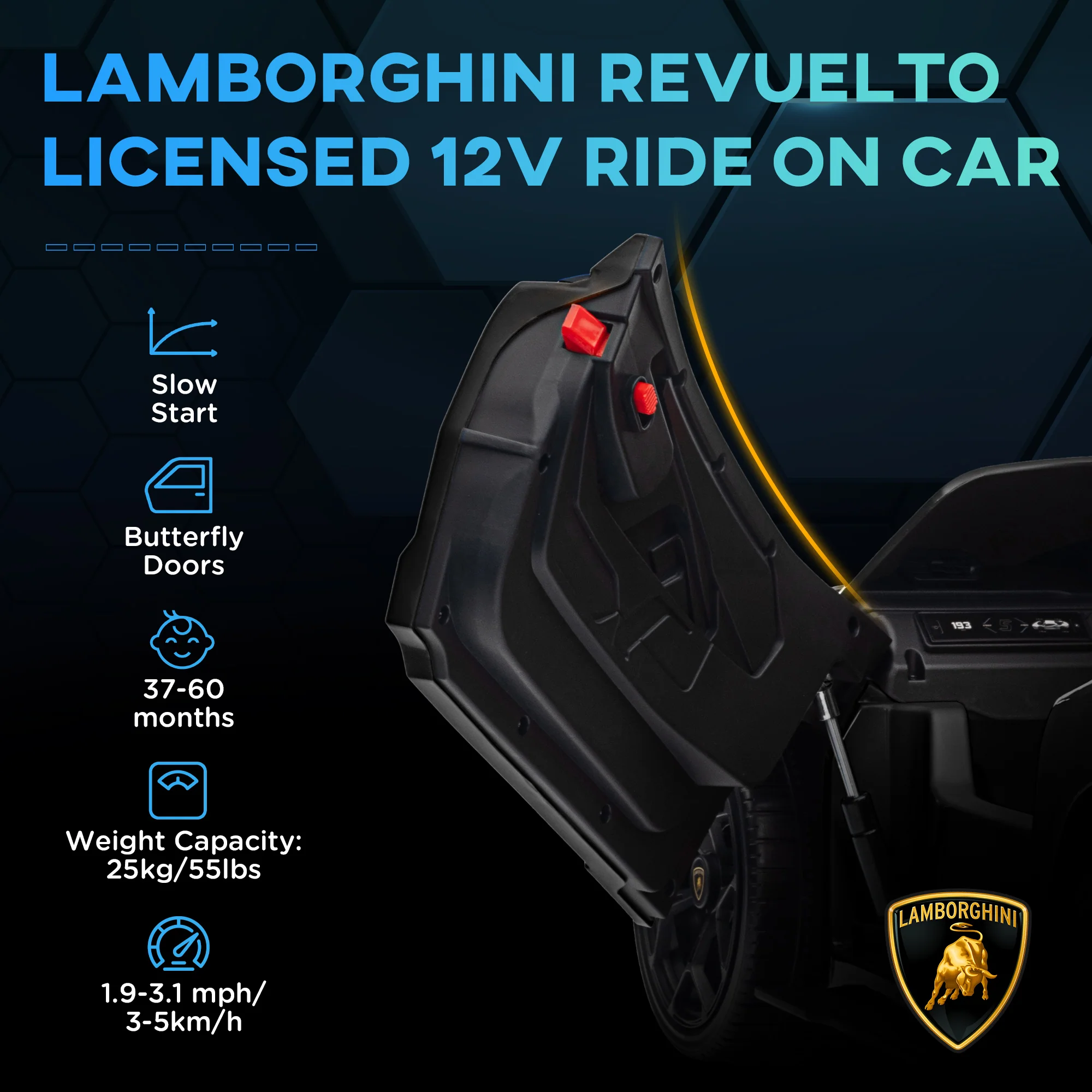 AIYAPLAY Lamborghini Revuelto Licensed Ride On Car W/ Suspension - Image 12