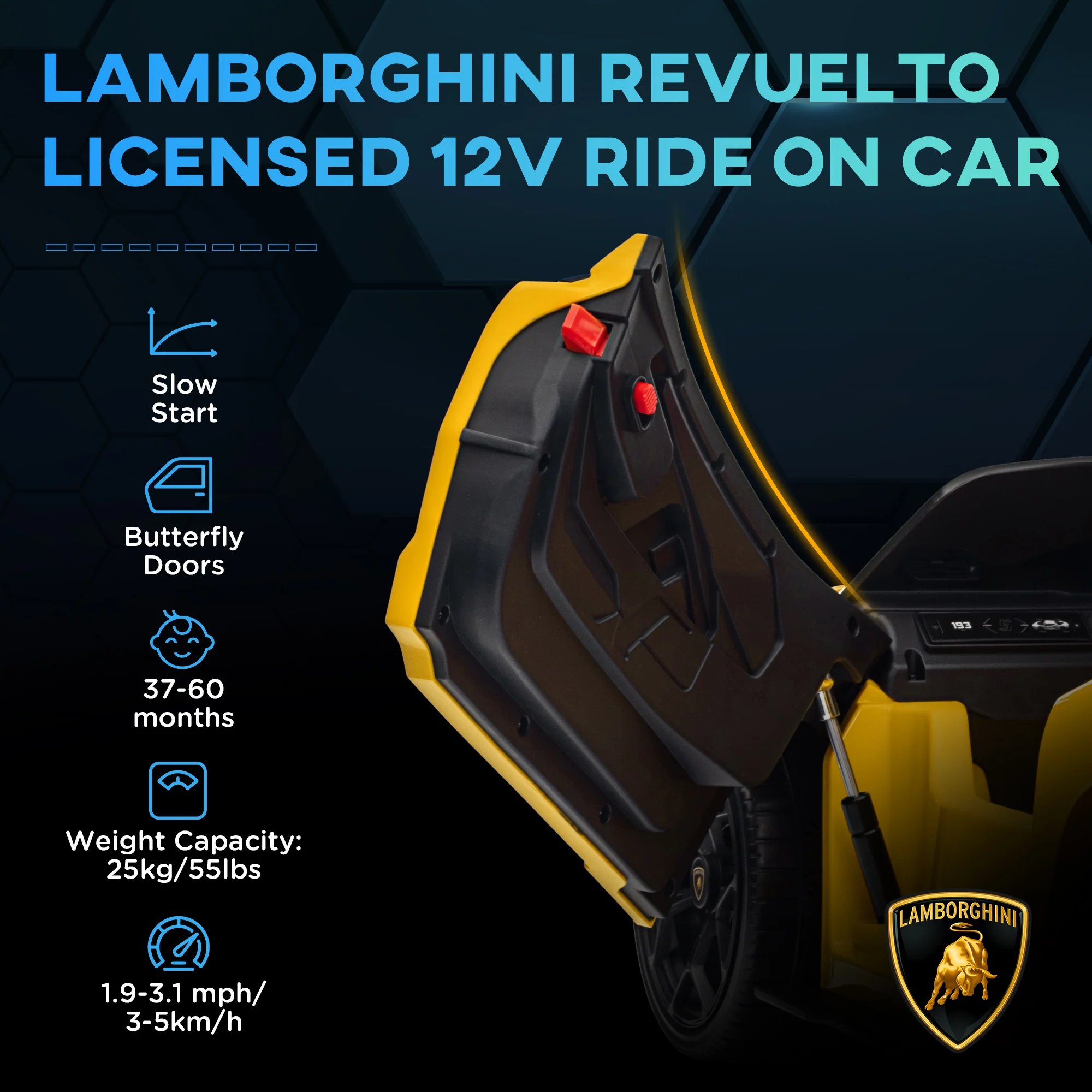 AIYAPLAY Lamborghini Revuelto Licensed Ride On Car W/ Suspension - Image 3
