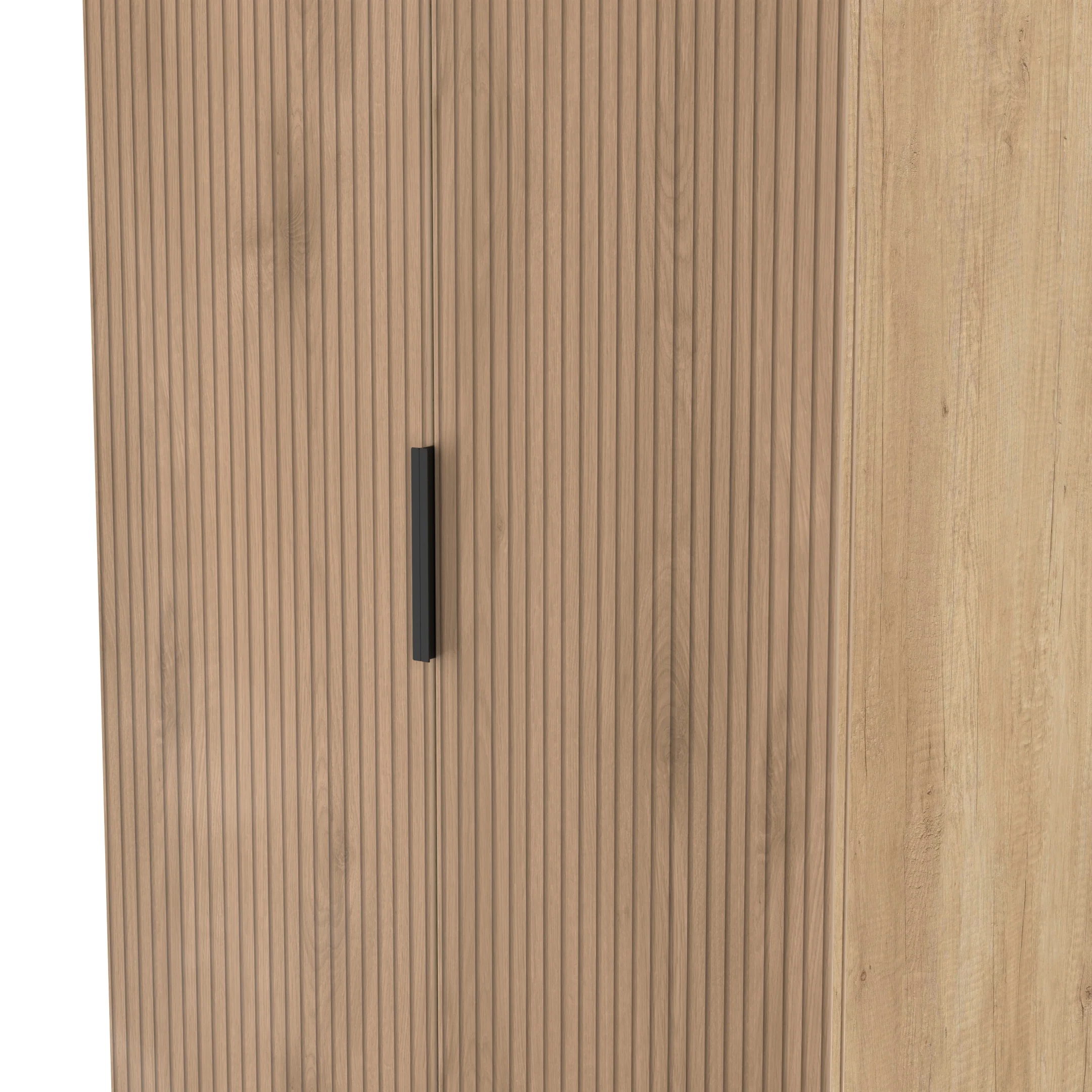 Alaska Ready Assembled 2 Door 2 Drawer Wardrobe in Slat Effect & Nebraska Oak - Image 4