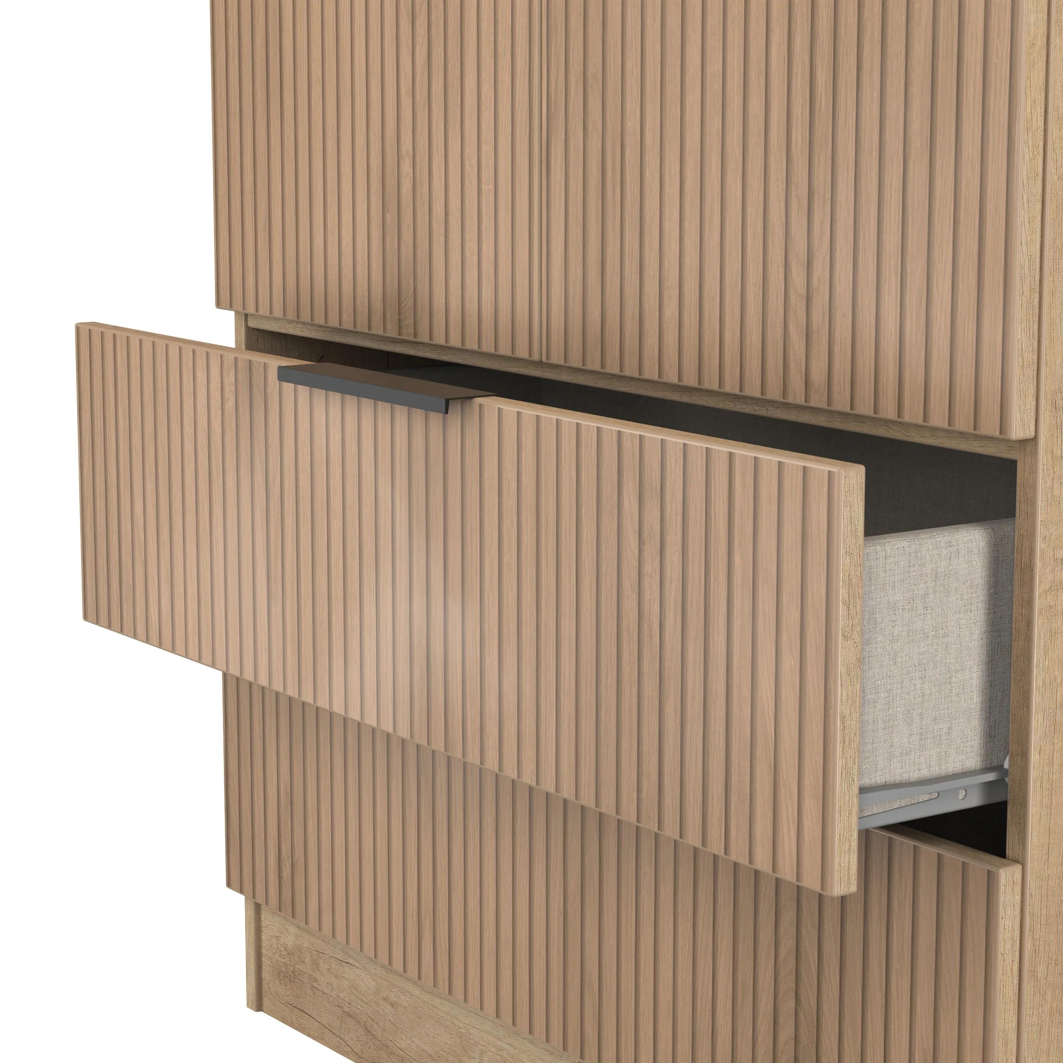 Alaska Ready Assembled 2 Door 2 Drawer Wardrobe in Slat Effect & Nebraska Oak - Image 6
