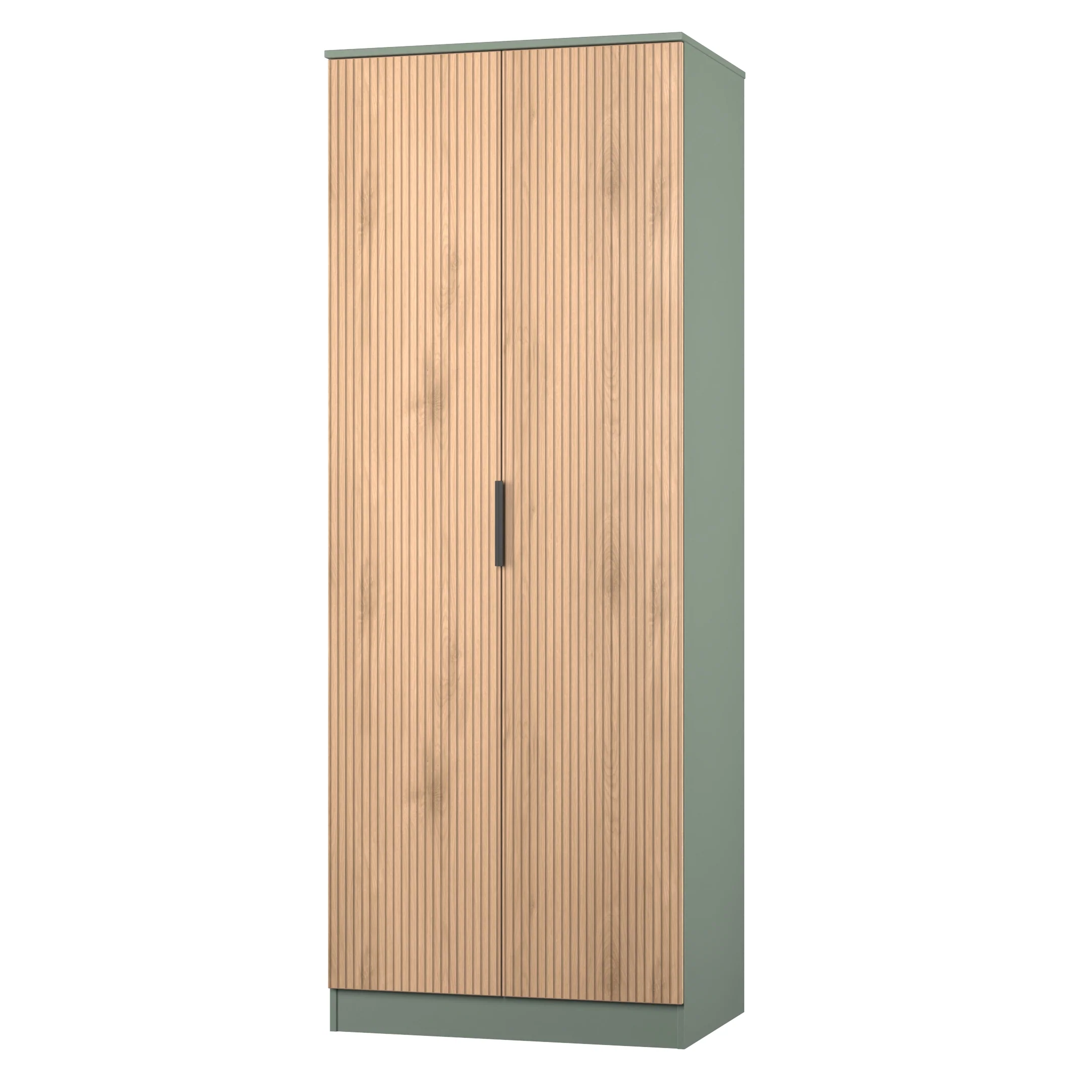 Alaska Ready Assembled 2 Door Wardrobe in Slat Effect & Reed Green - Image 3