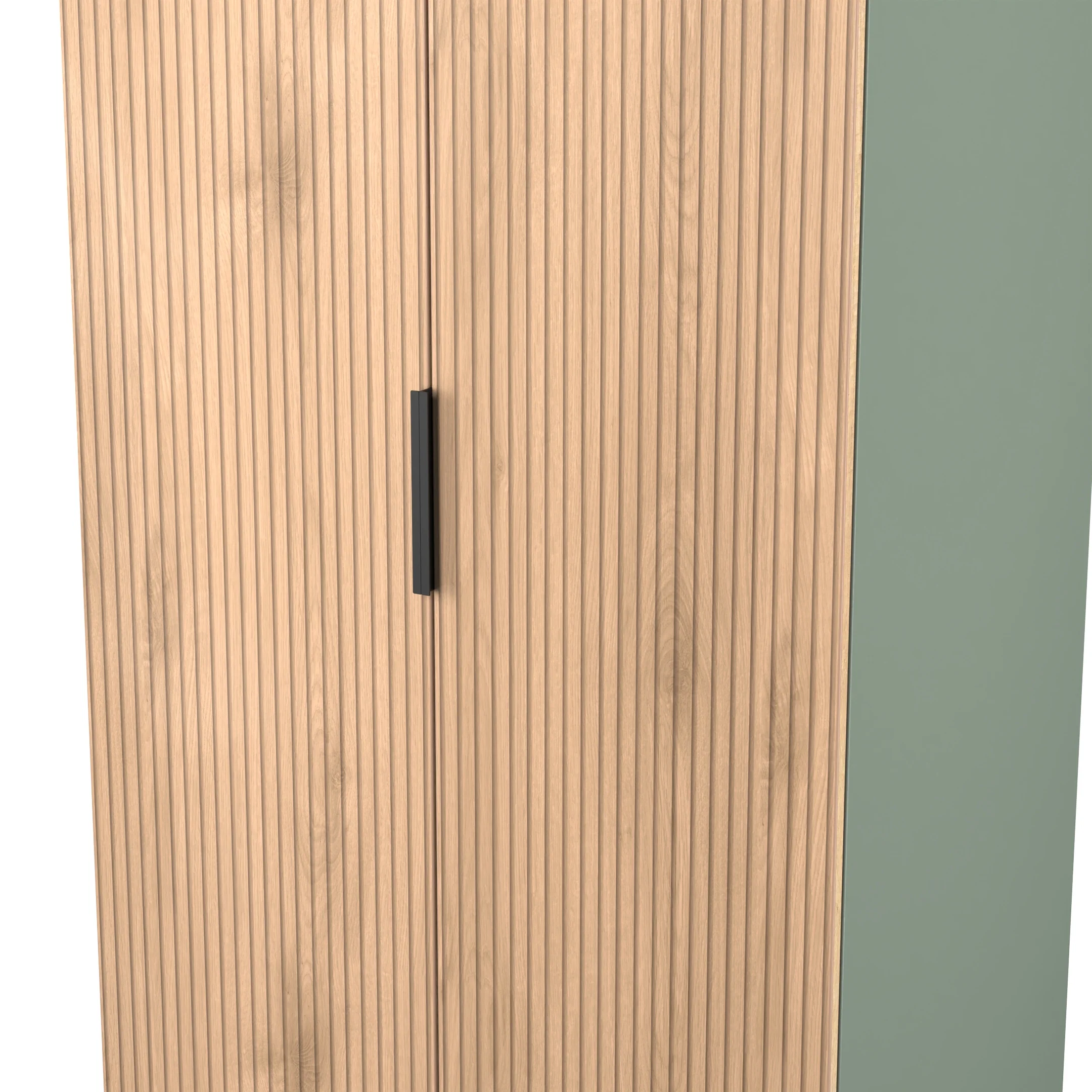 Alaska Ready Assembled 2 Door Wardrobe in Slat Effect & Reed Green - Image 4