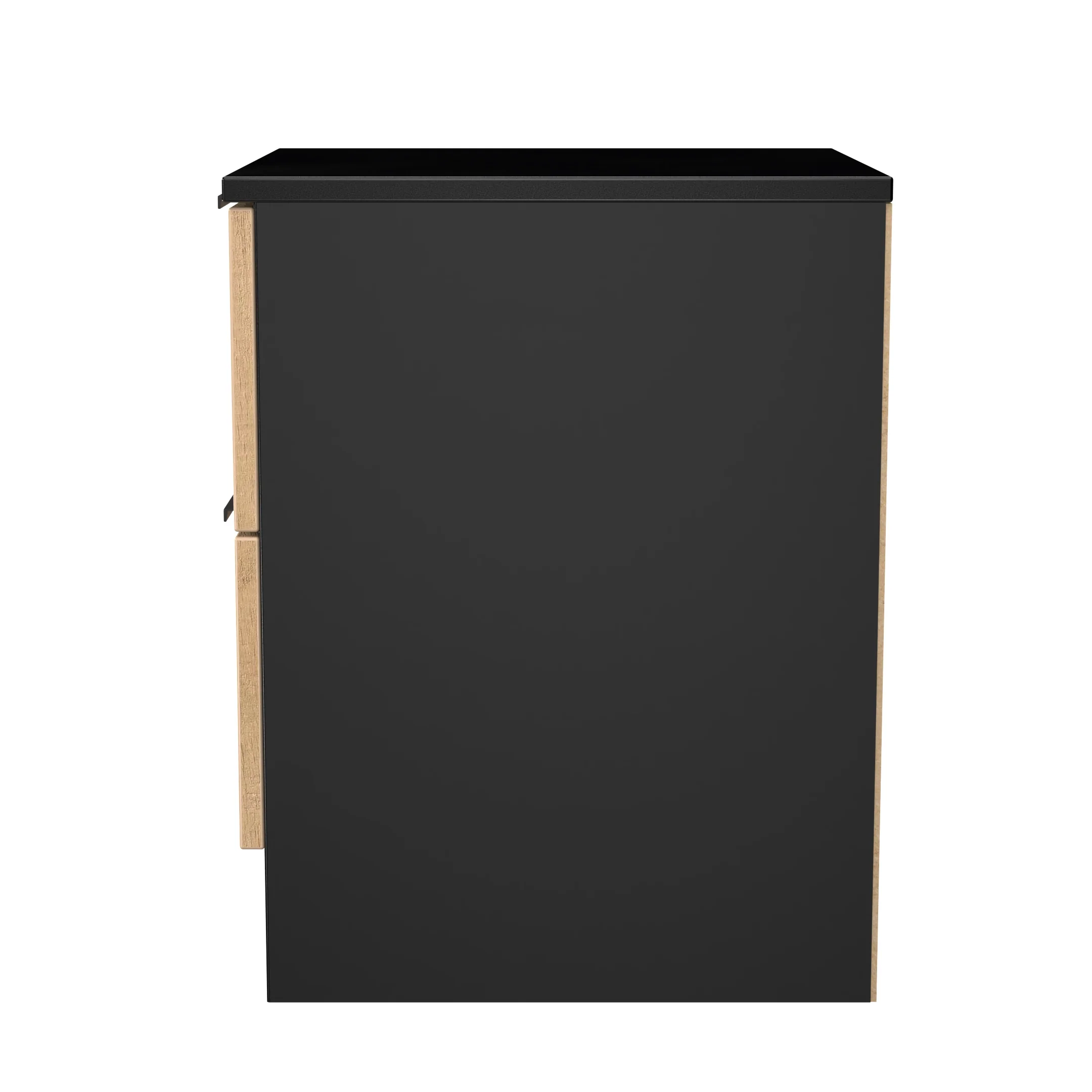 Alaska Ready Assembled 2 Drawer Bedside Cabinet in Slat Effect & Black - Image 3