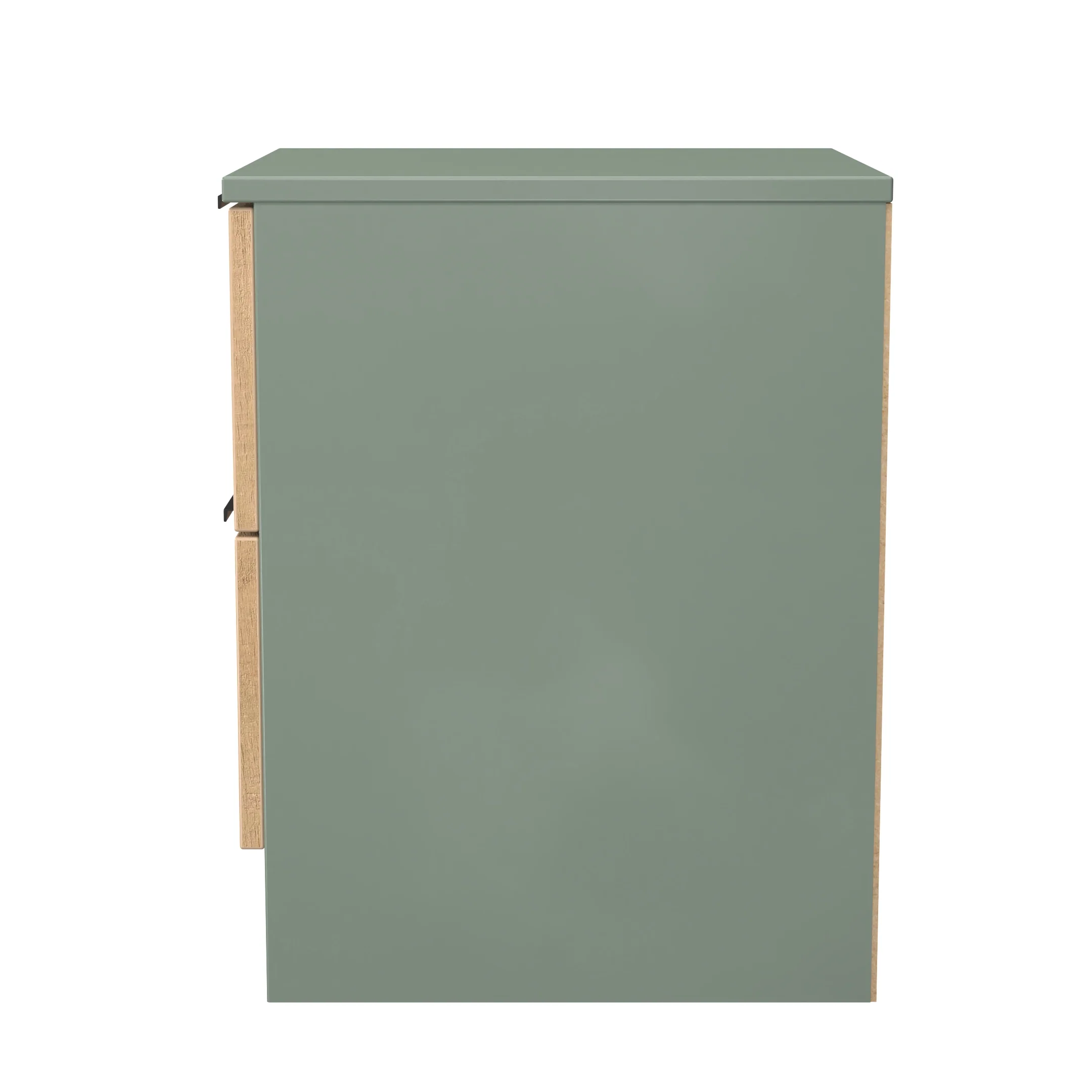 Alaska Ready Assembled 2 Drawer Bedside Cabinet in Slat Effect & Reed Green - Image 2