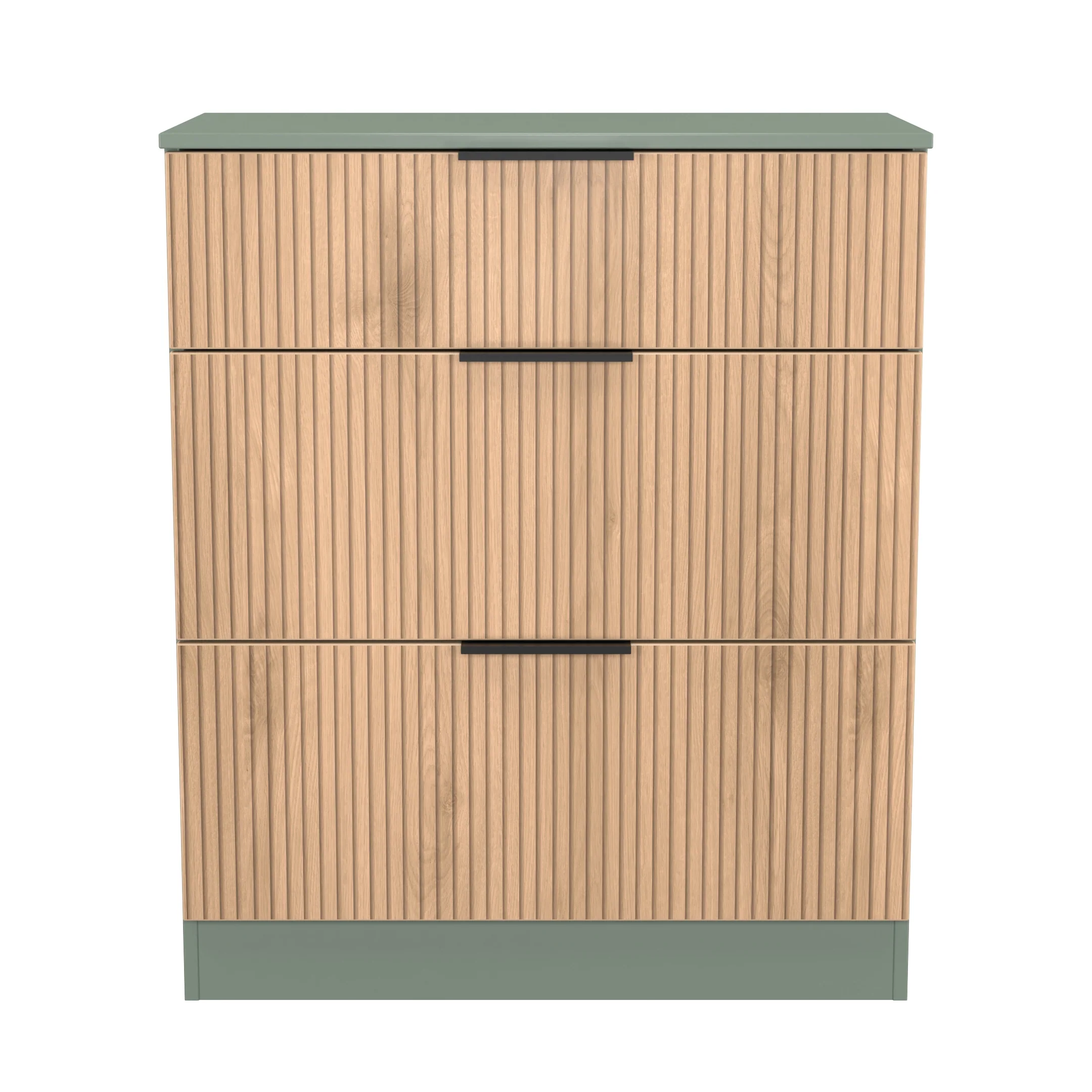 Alaska Ready Assembled 3 Drawer Deep Chest in Slat Effect & Reed Green