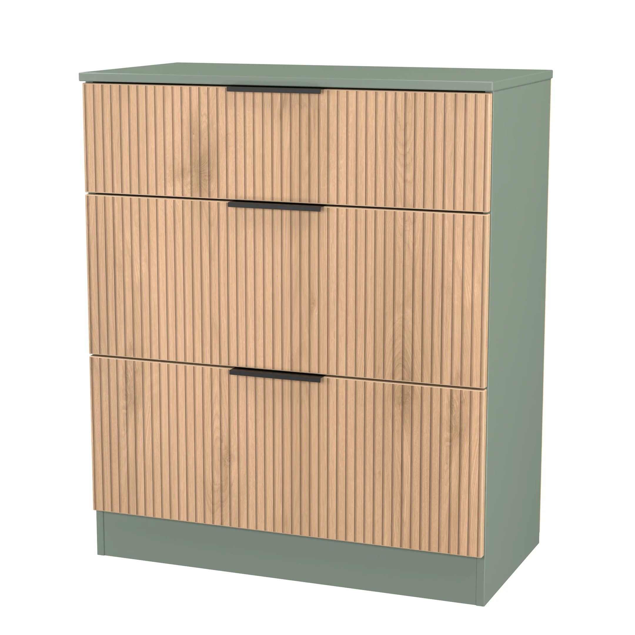 Alaska Ready Assembled 3 Drawer Deep Chest in Slat Effect & Reed Green - Image 3