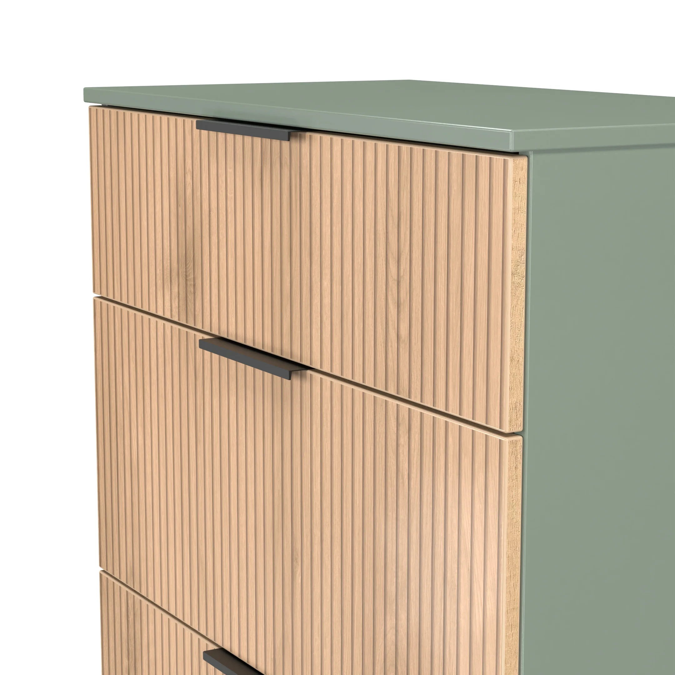 Alaska Ready Assembled 3 Drawer Deep Chest in Slat Effect & Reed Green - Image 4
