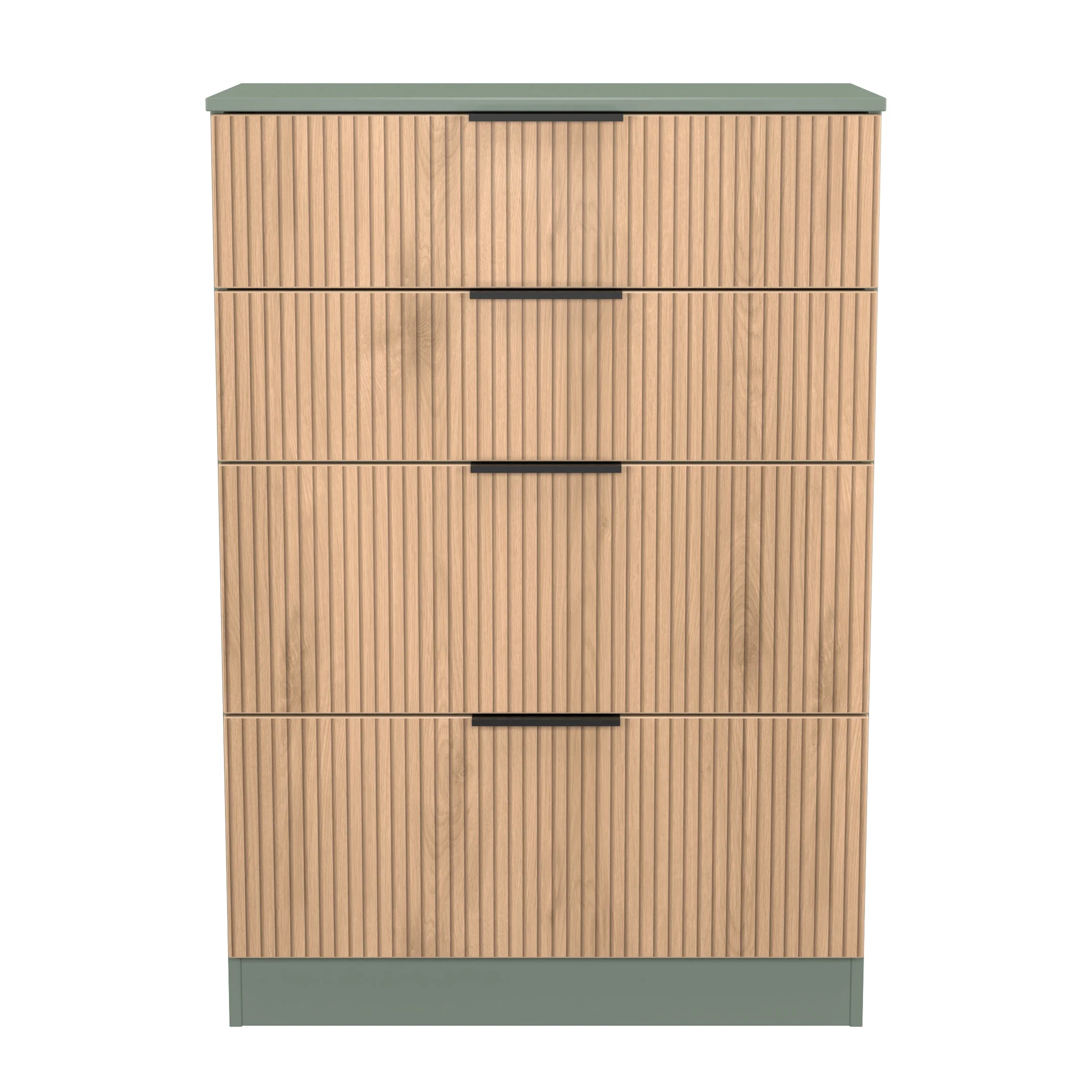 Alaska Ready Assembled 4 Drawer Deep Chest in Slat Effect & Reed Green