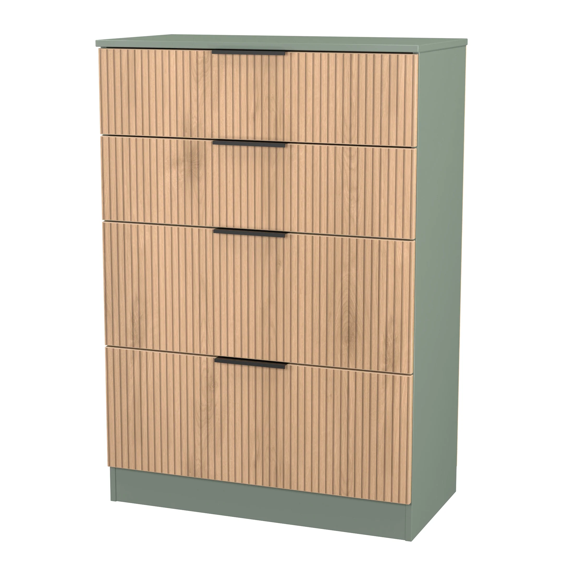 Alaska Ready Assembled 4 Drawer Deep Chest in Slat Effect & Reed Green - Image 3