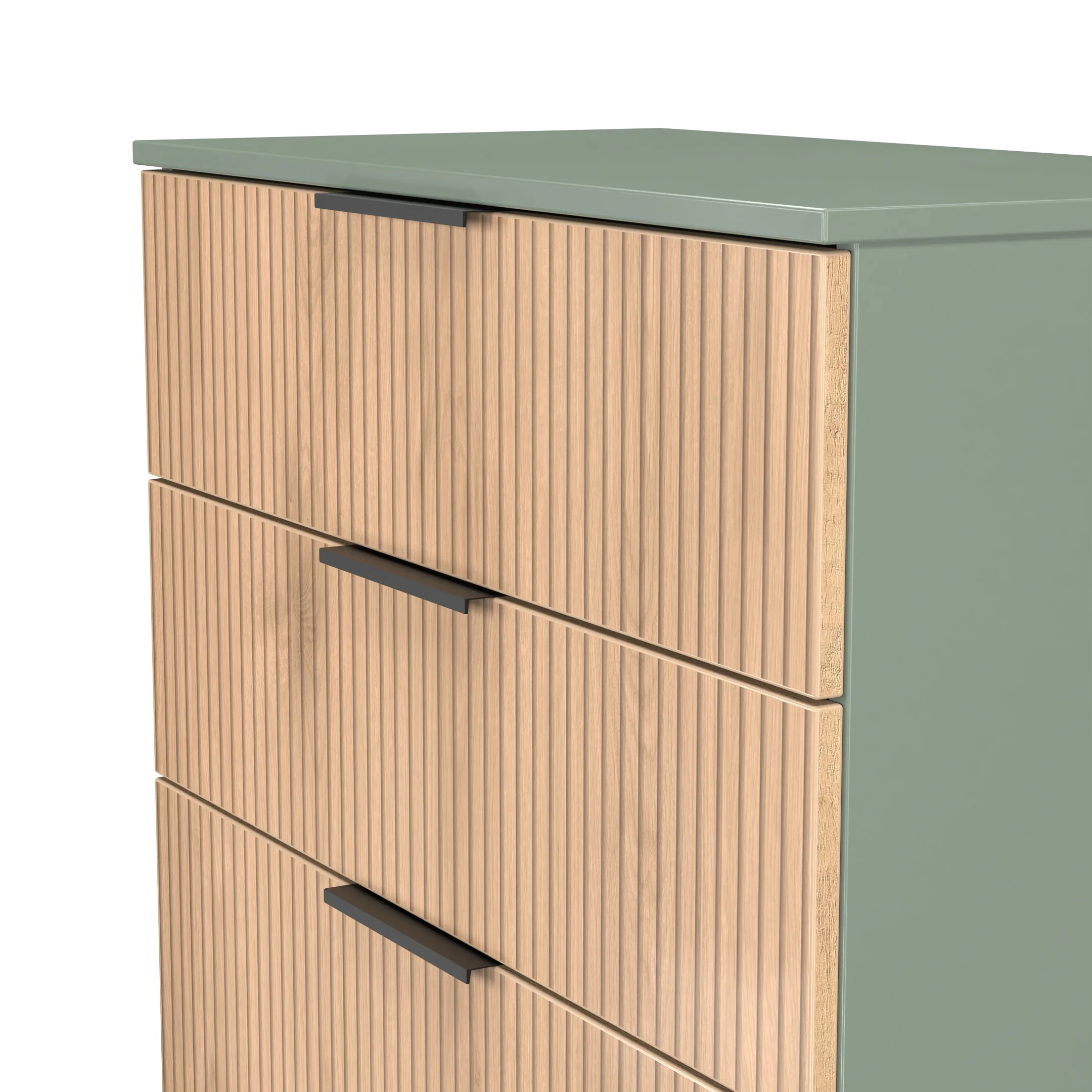 Alaska Ready Assembled 4 Drawer Deep Chest in Slat Effect & Reed Green - Image 4