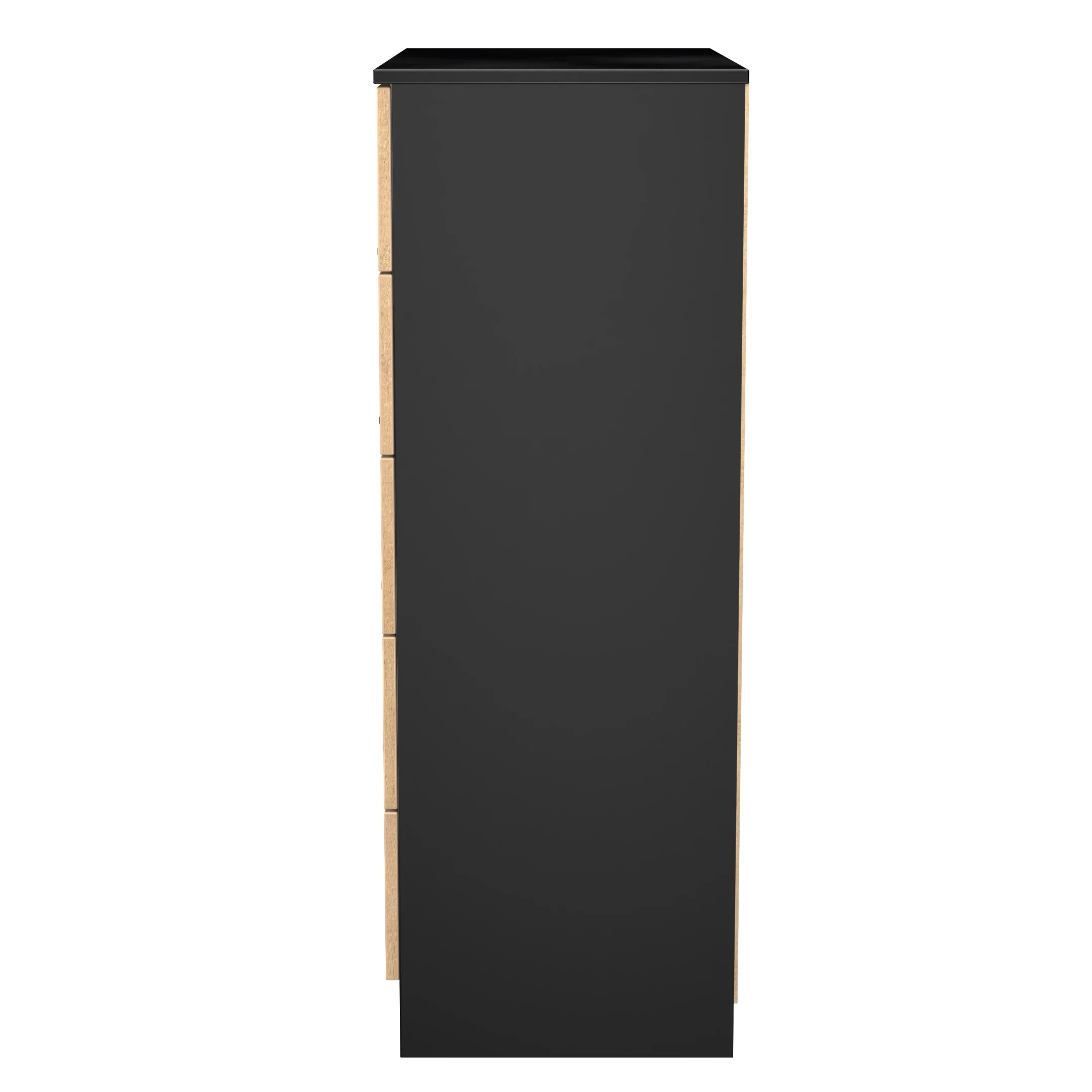 Alaska Ready Assembled 5 Drawer Chest in Slat Effect & Black - Image 3