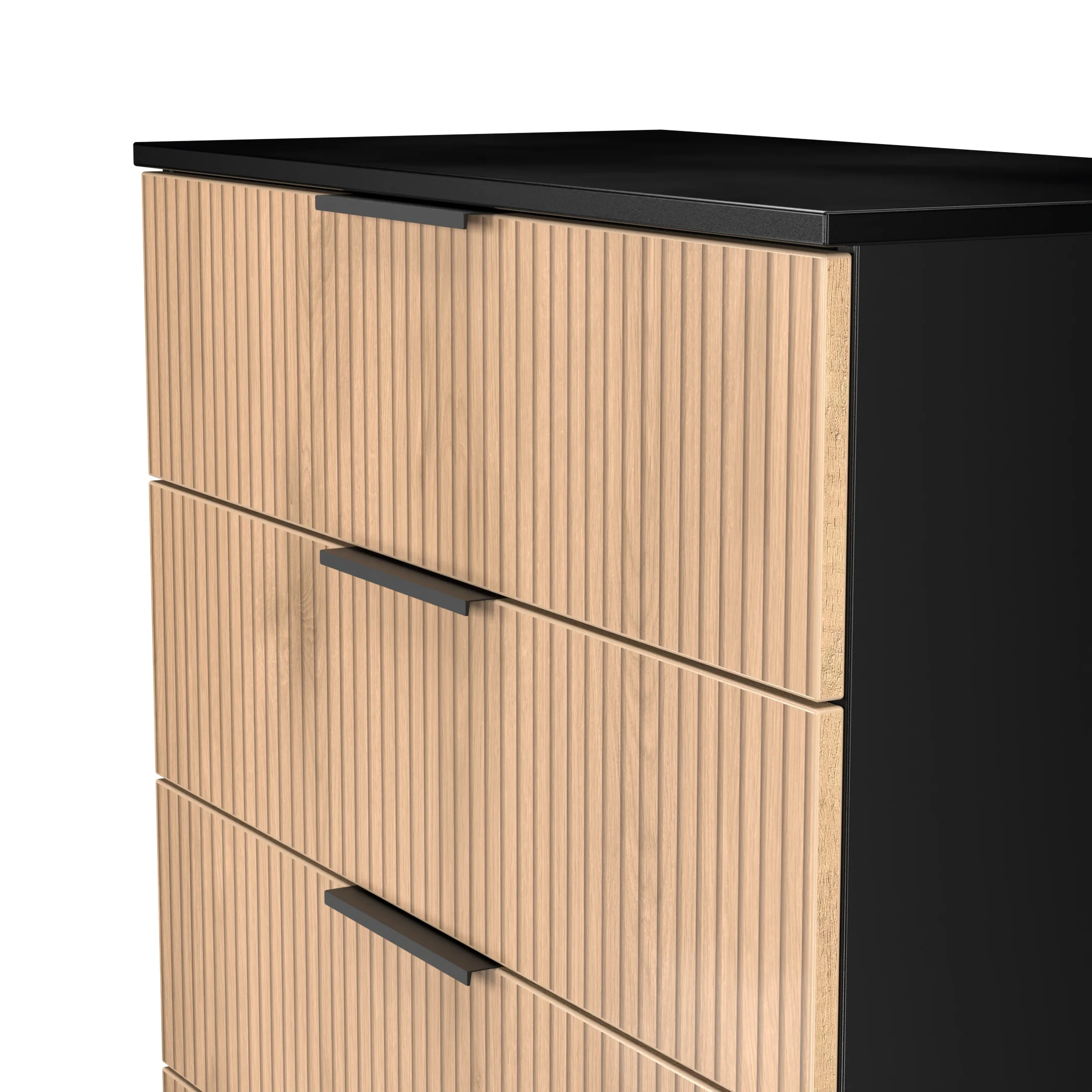 Alaska Ready Assembled 5 Drawer Chest in Slat Effect & Black - Image 5