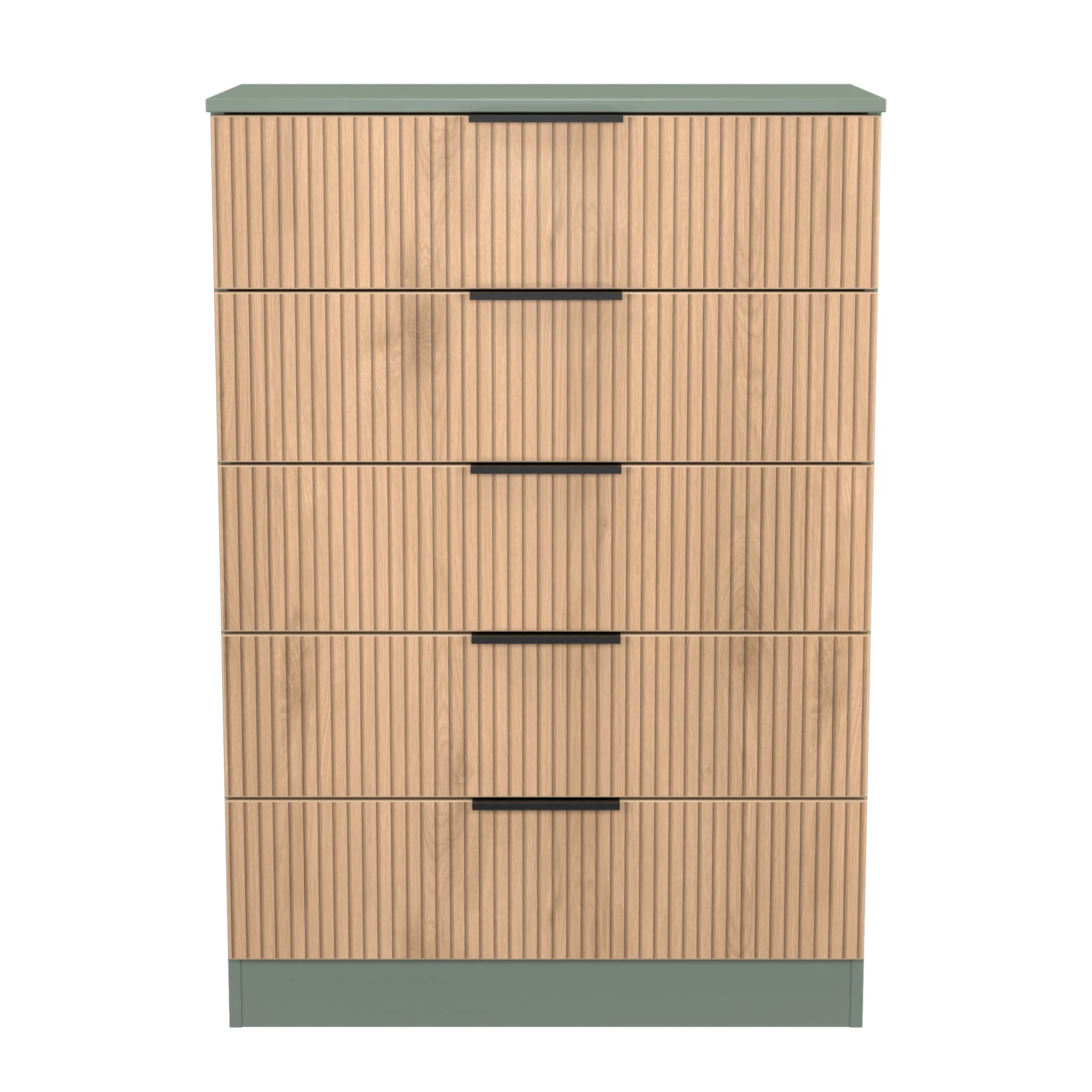 Alaska Ready Assembled 5 Drawer Chest in Slat Effect & Reed Green - Image 2