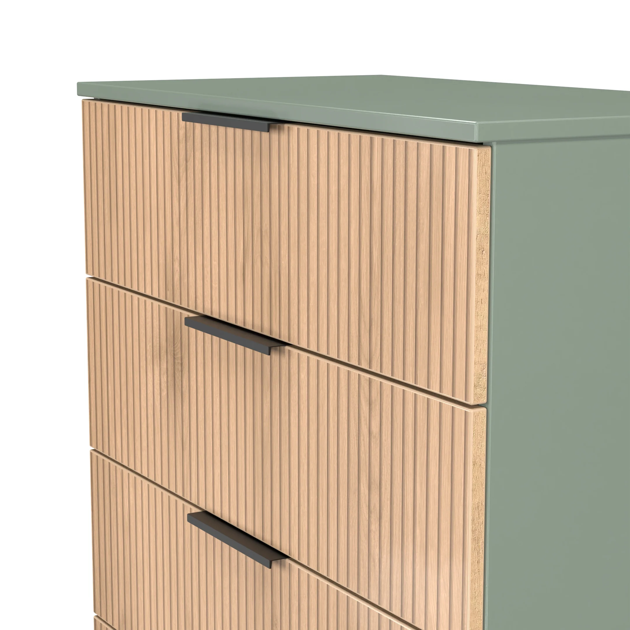 Alaska Ready Assembled 5 Drawer Chest in Slat Effect & Reed Green - Image 5