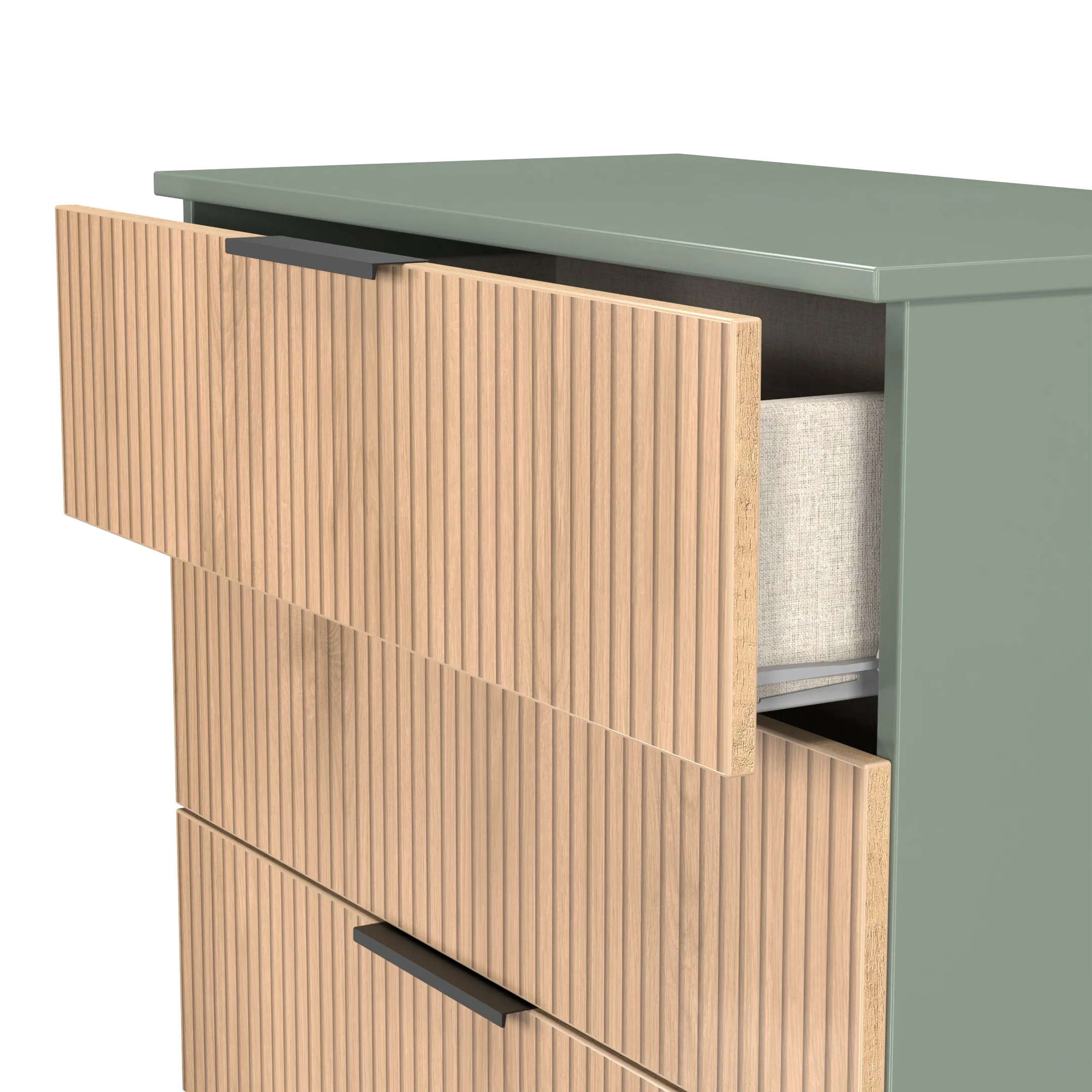 Alaska Ready Assembled 5 Drawer Chest in Slat Effect & Reed Green - Image 6